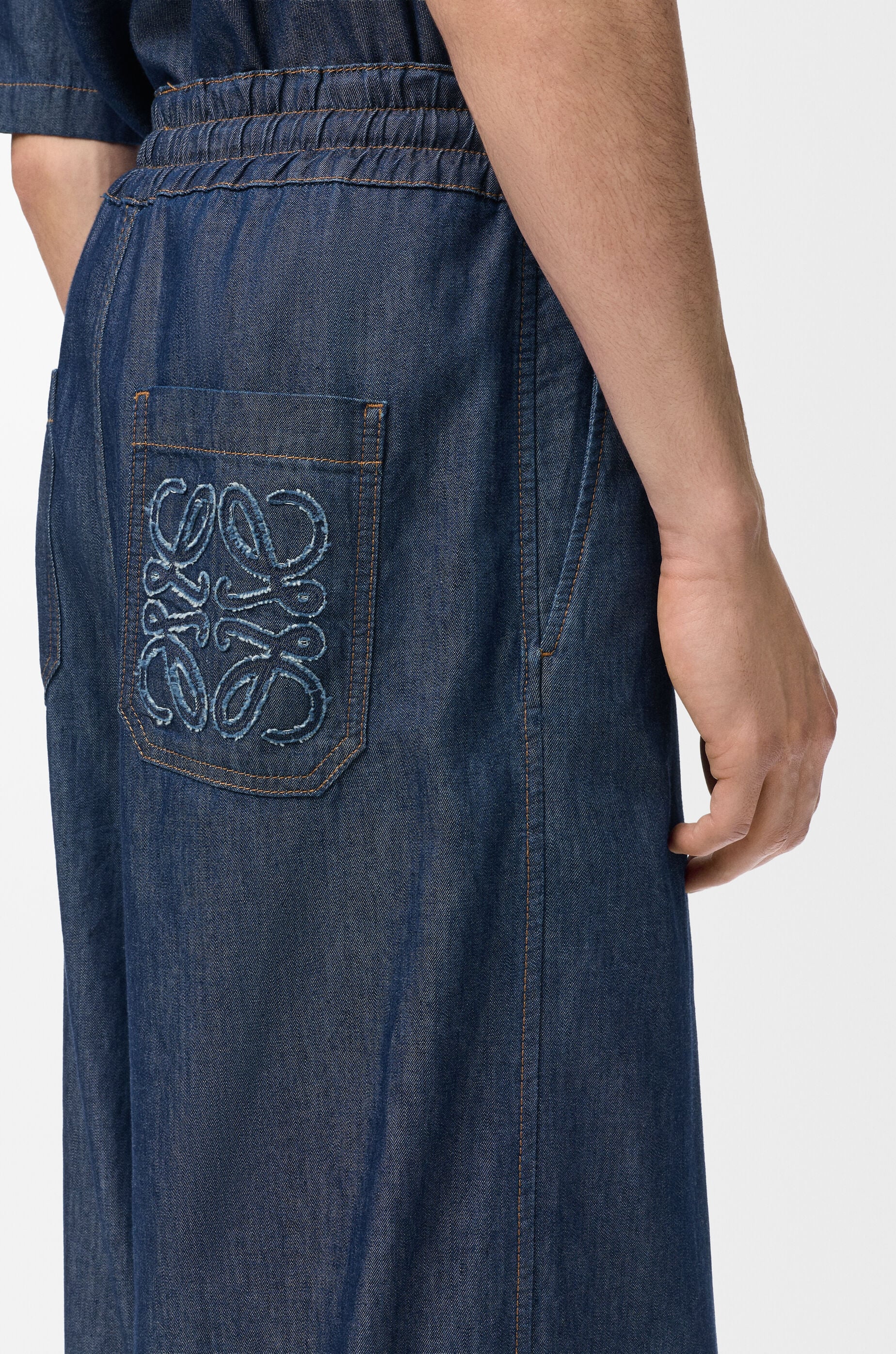 LOEWE Drawstring trousers in cotton Denim Blue