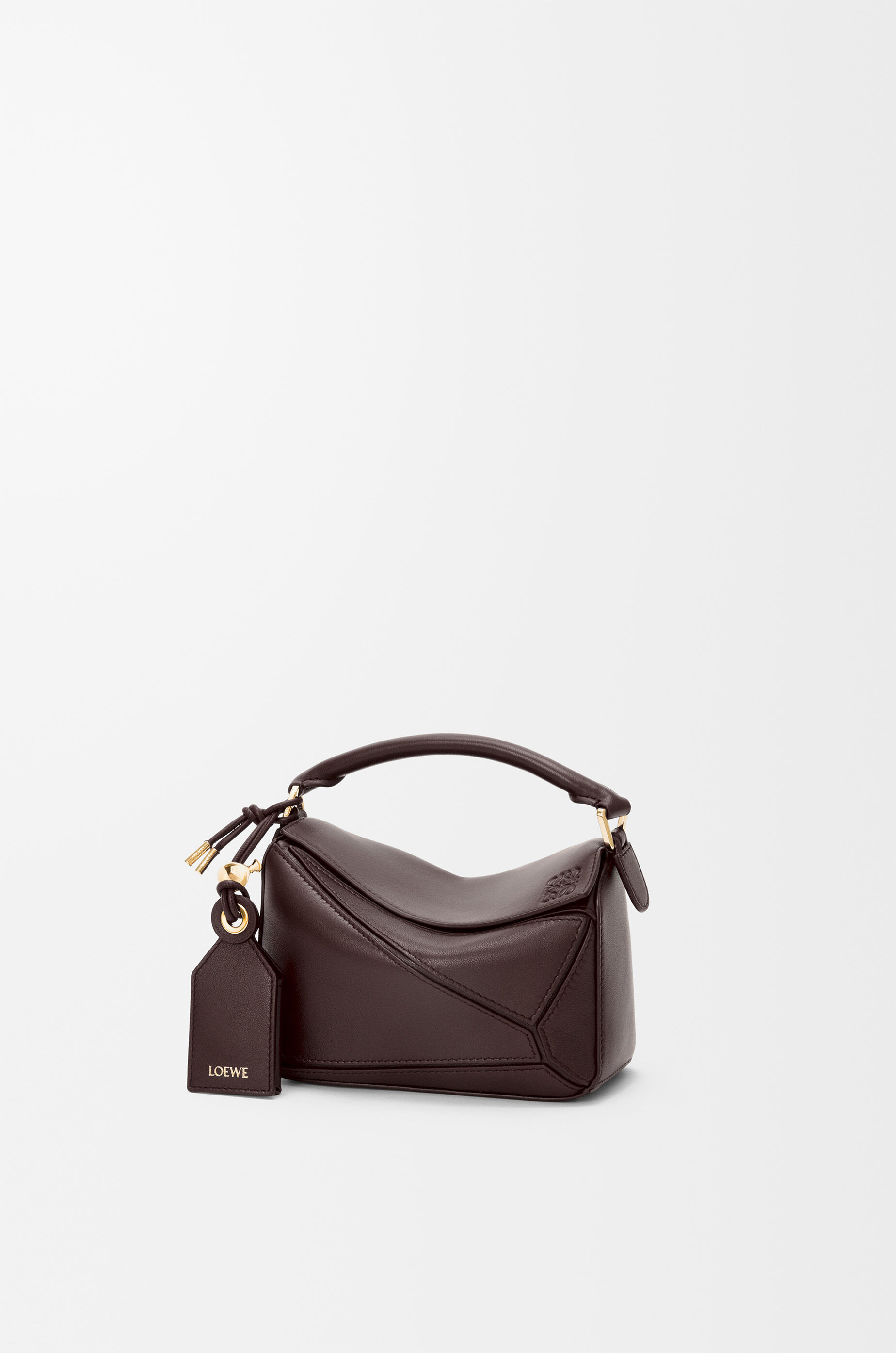 LOEWE Mini Featherlight Puzzle bag in nappa lambskin Dark Chestnut