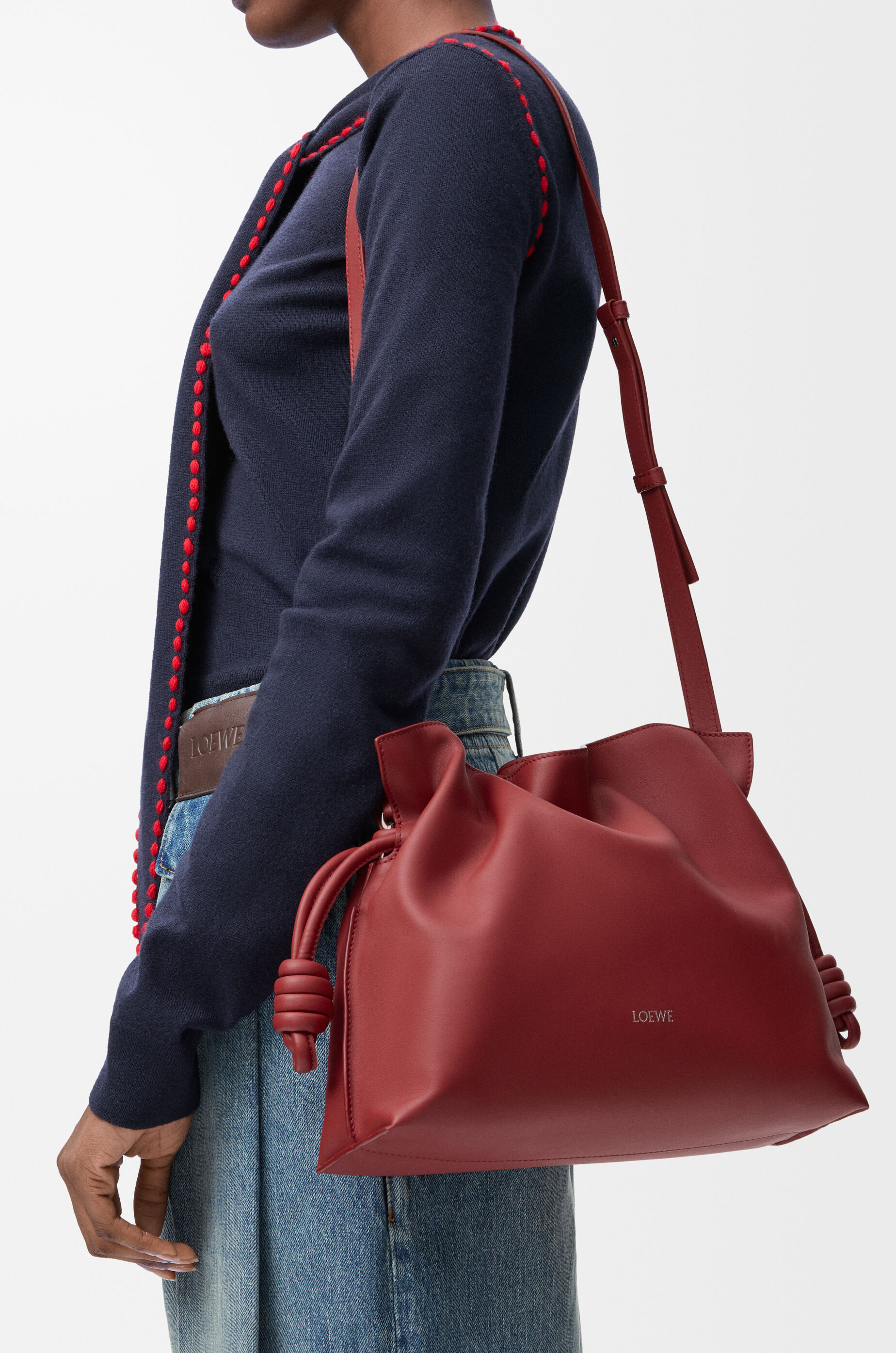 LOEWE Medium Flamenco clutch in nappa calfskin Burnt Red