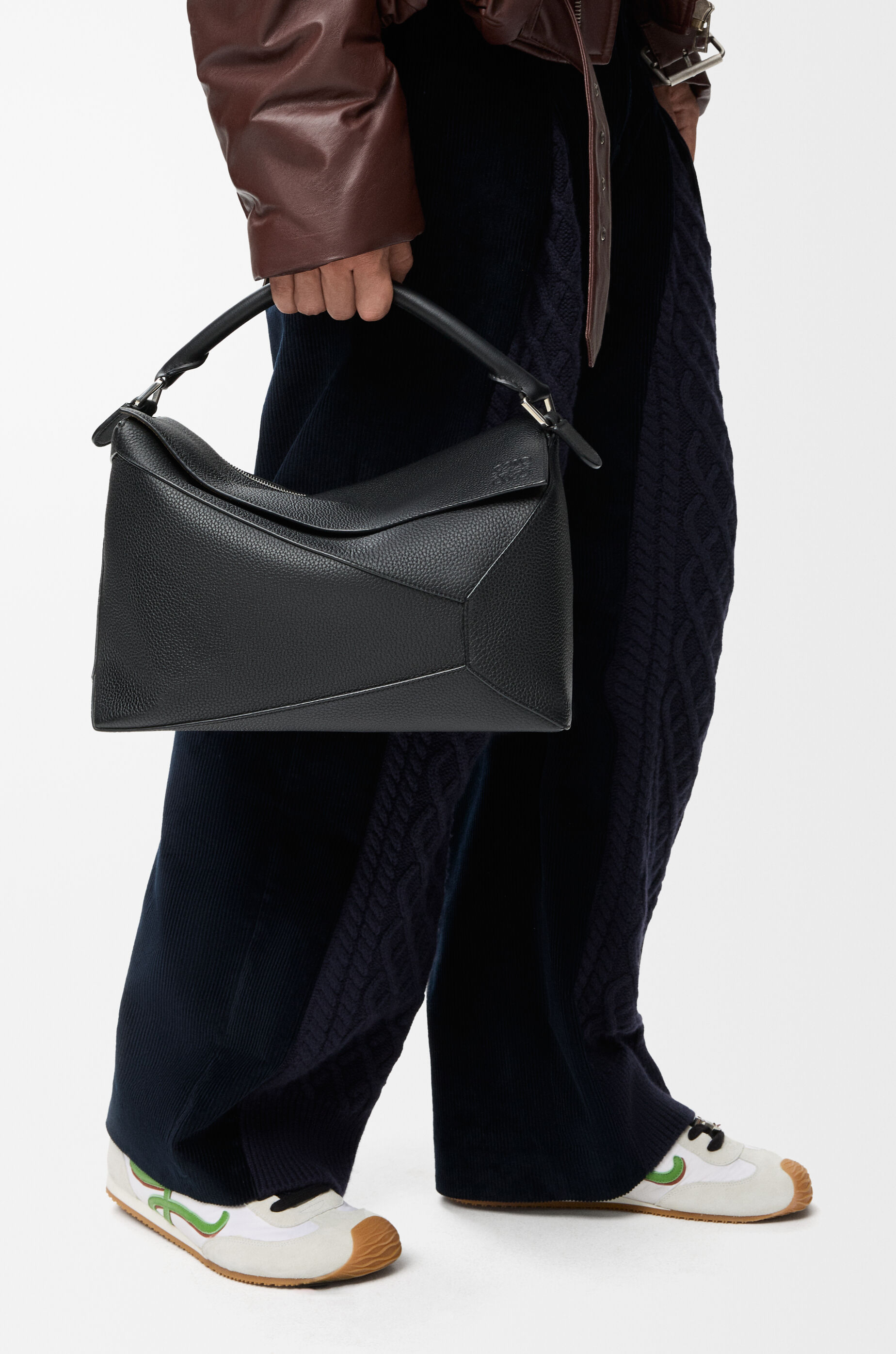 LOEWE Large Puzzle Edge bag in grained calfskin Black