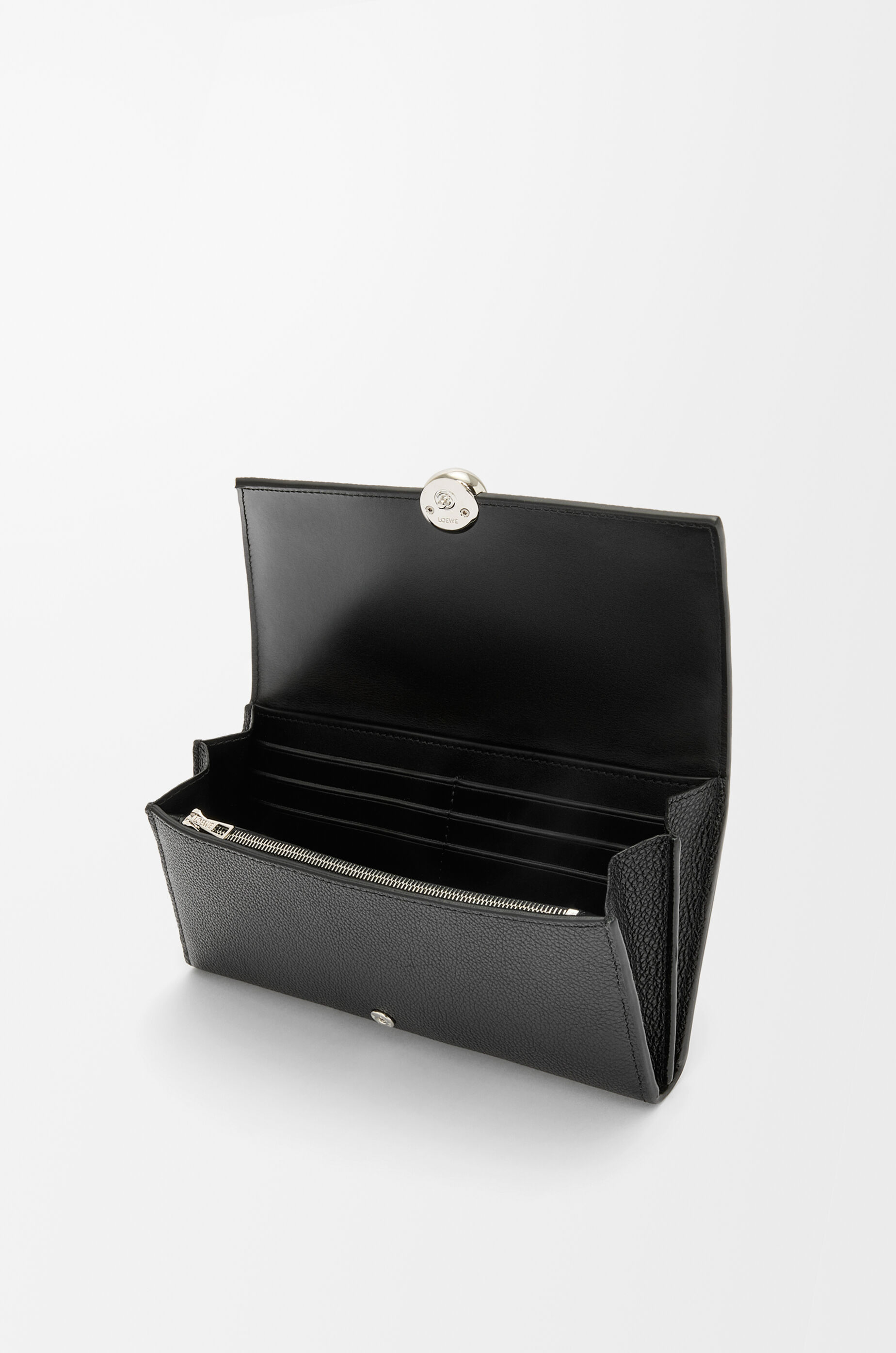 LOEWE Pebble continental wallet in pebble grained calfskin Black