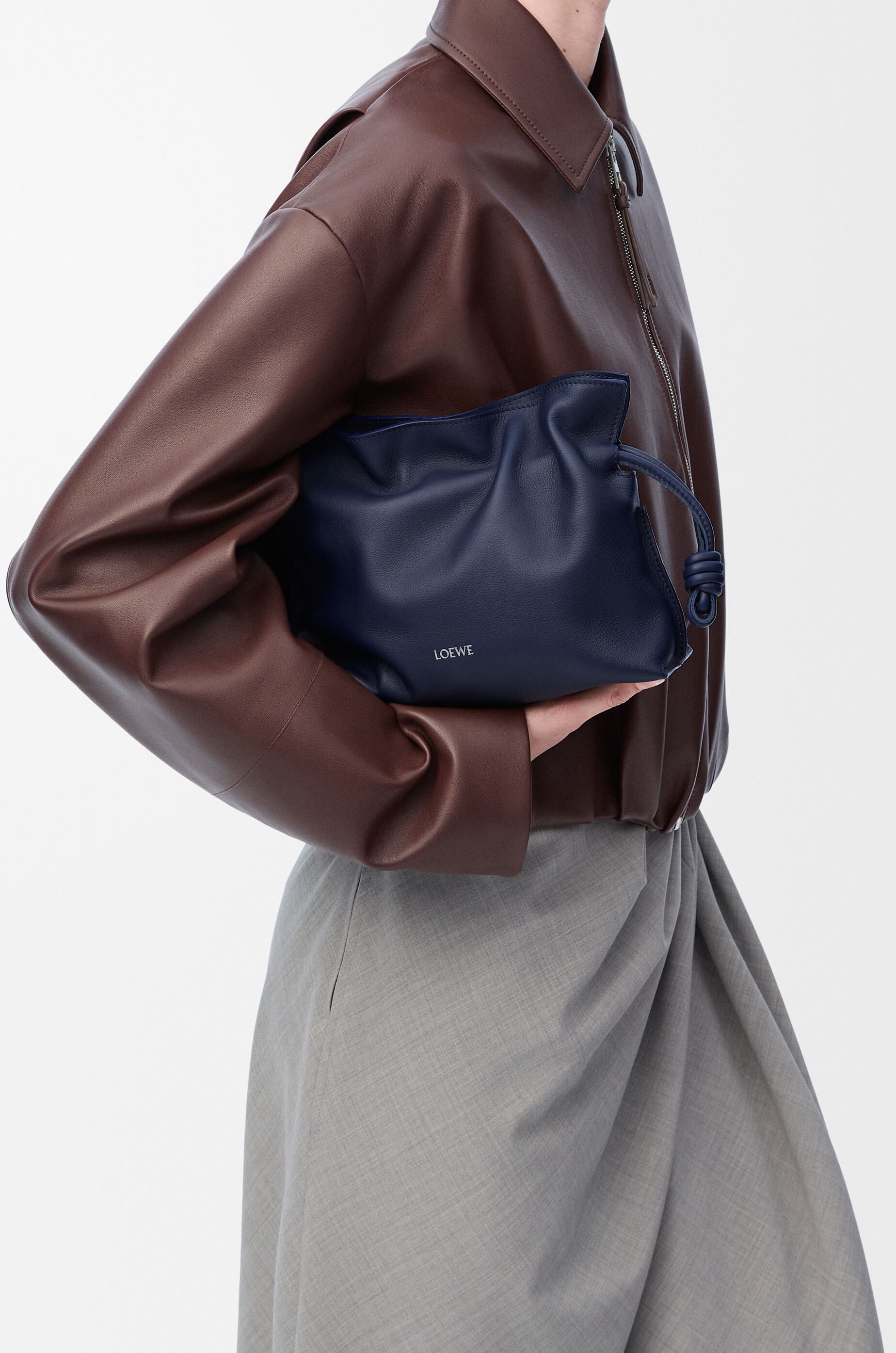 LOEWE Mini Flamenco clutch in nappa calfskin Abyss Blue