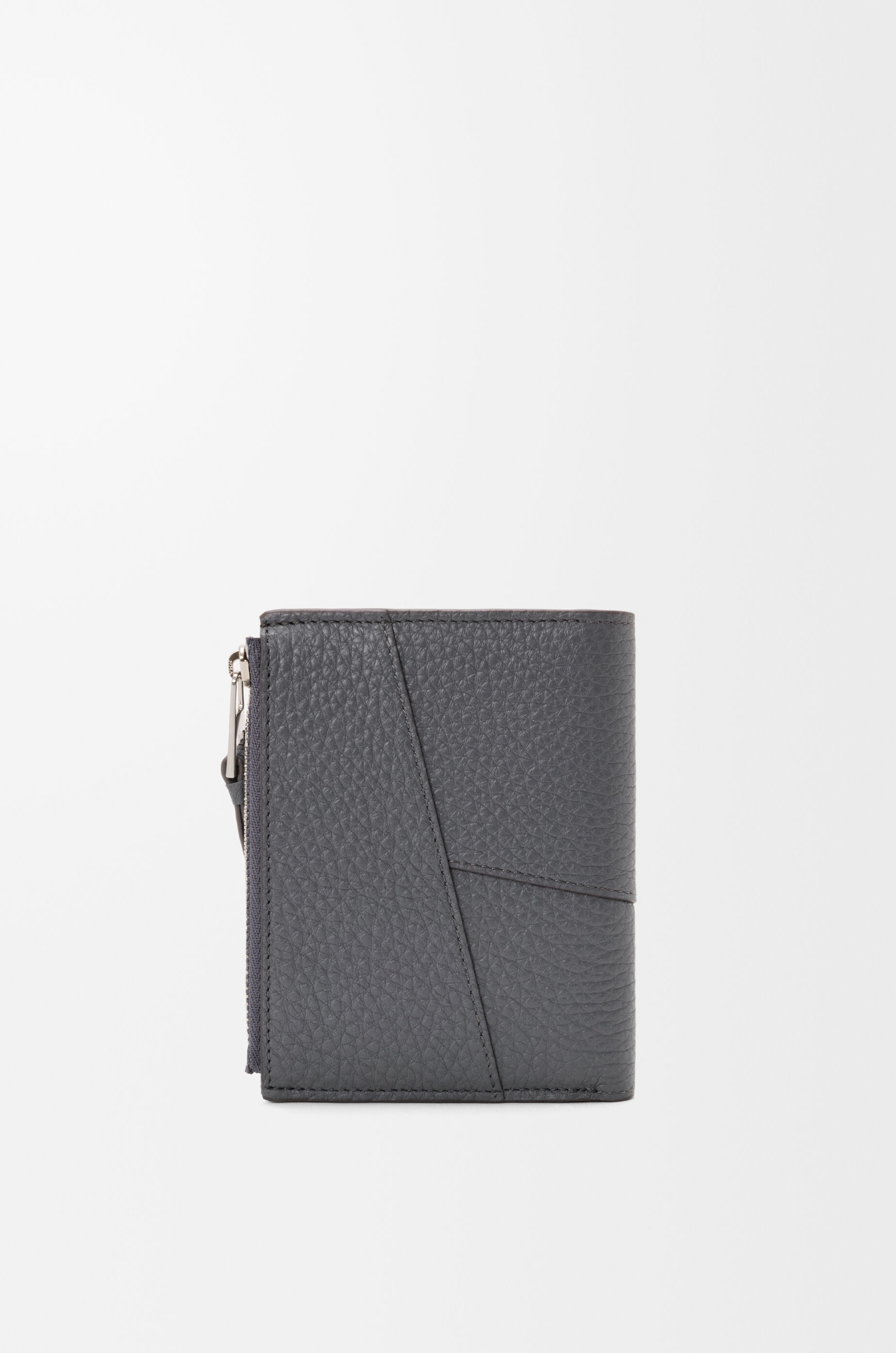 LOEWE Puzzle slim compact wallet in supple grained calfskin Blue Grey