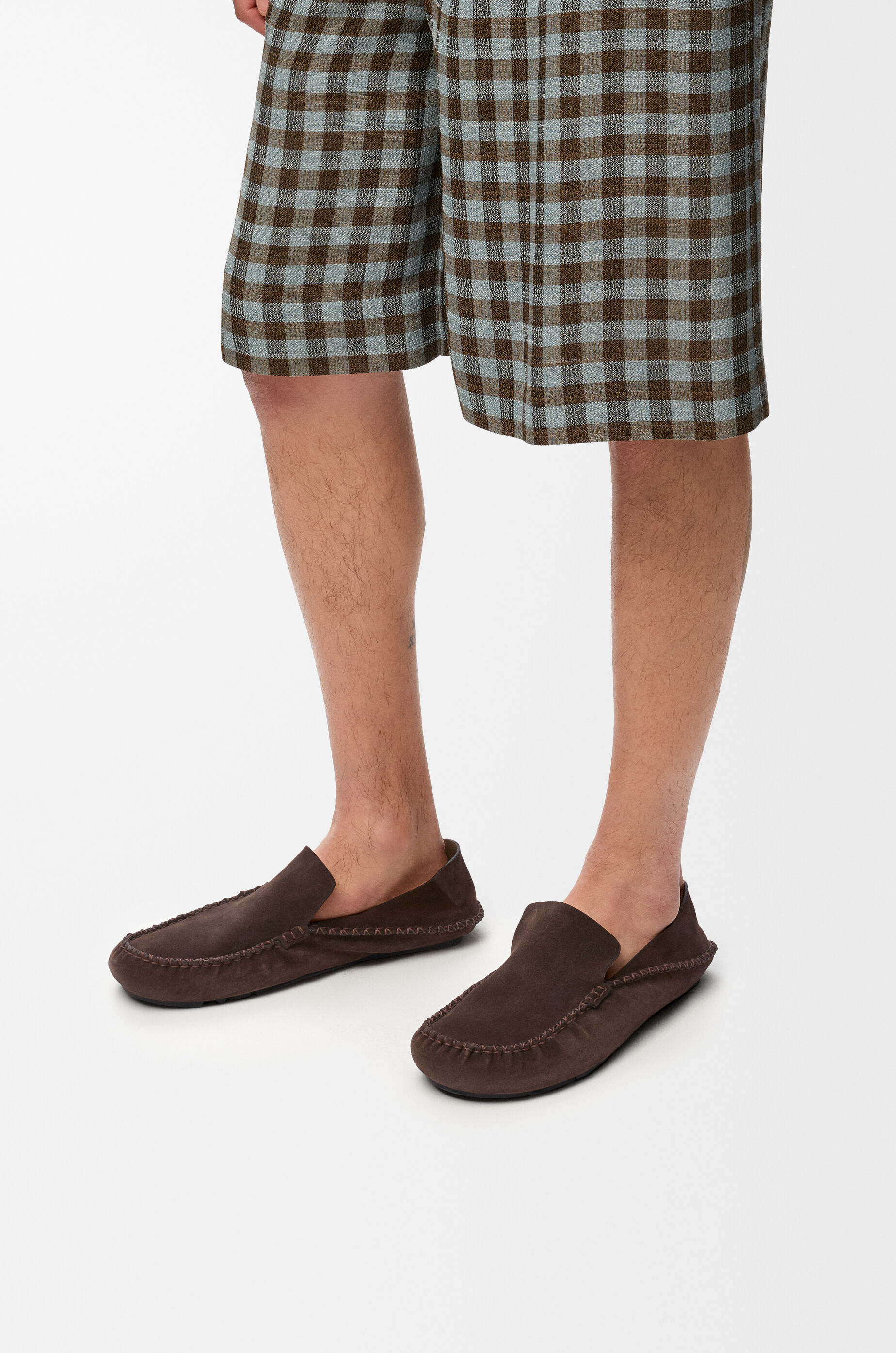 LOEWE Rambla driving loafer in suede calfskin Dark Brown