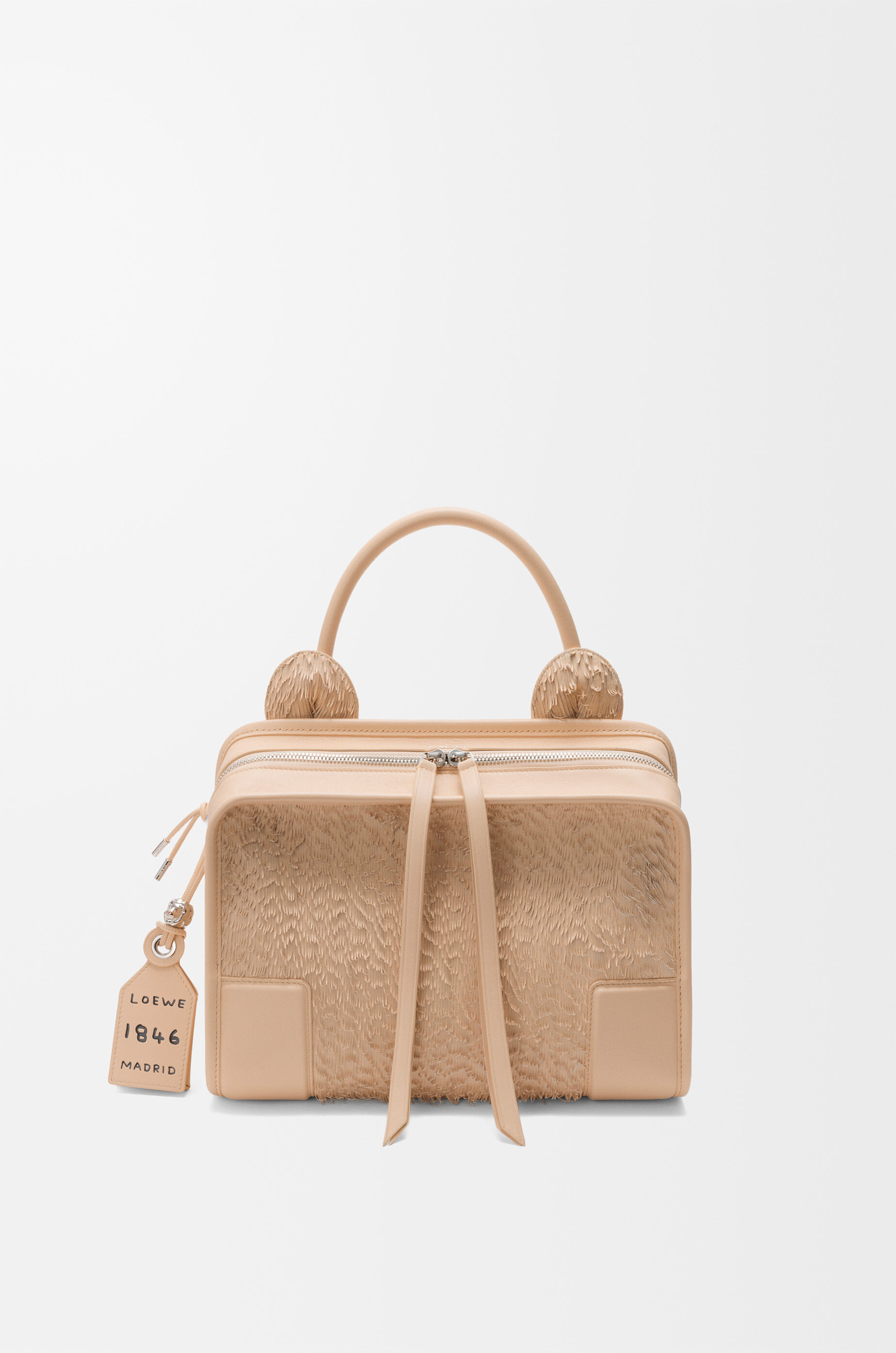 LOEWE Medium Lion Fringed Cut Amazona 180 bag in nappa lambskin Beige