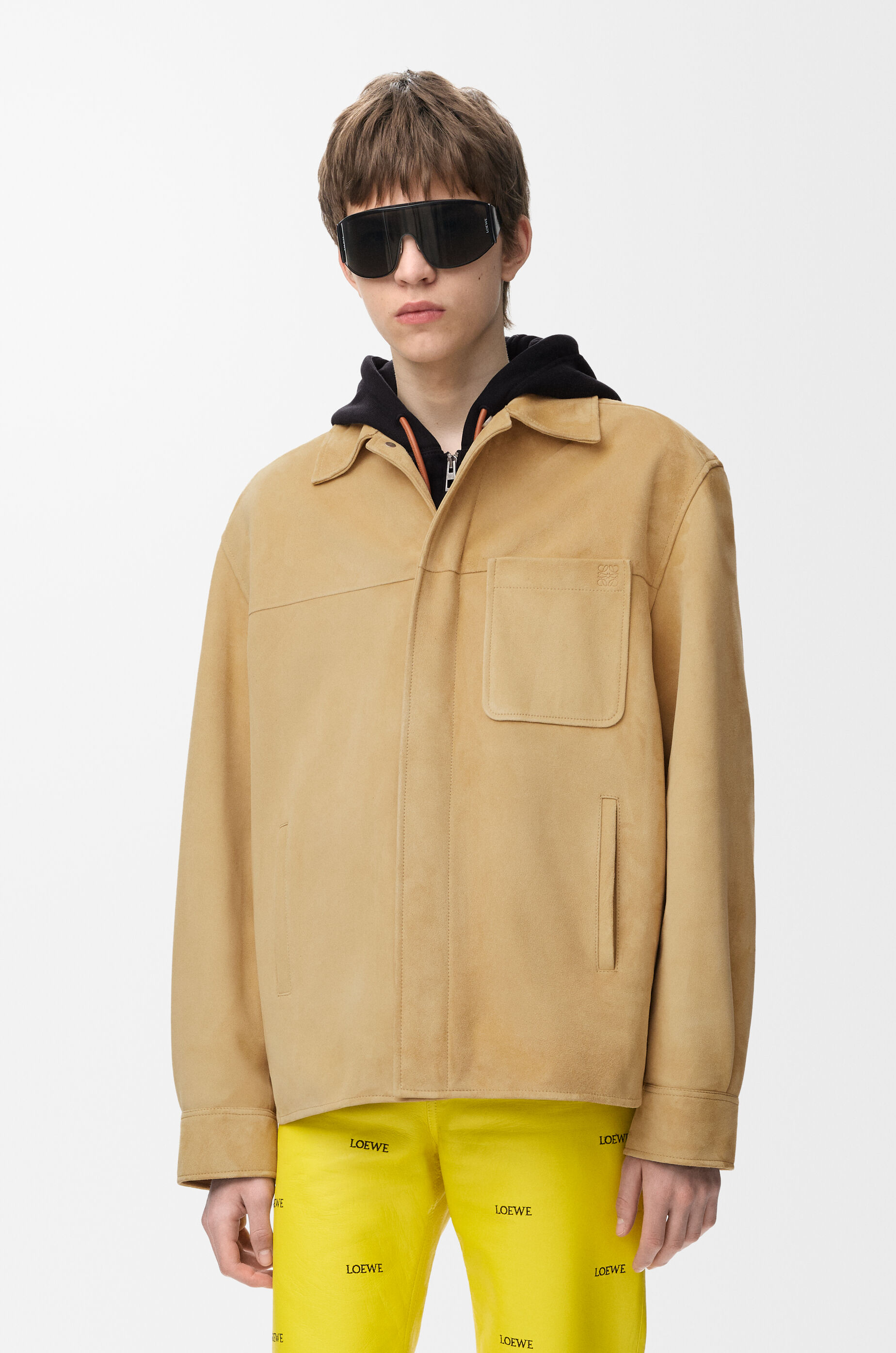 LOEWE Overshirt in suede lambskin Beige