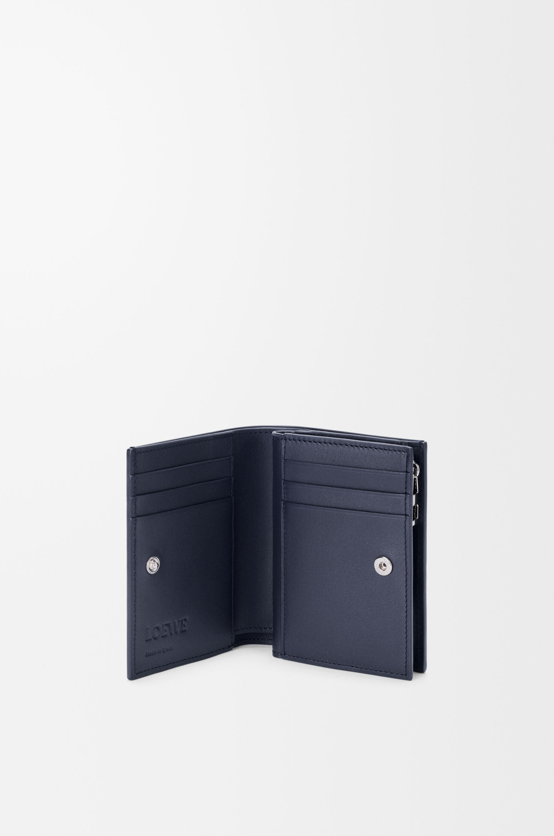 LOEWE Anagram compact wallet in pebble grained calfskin Deep Navy