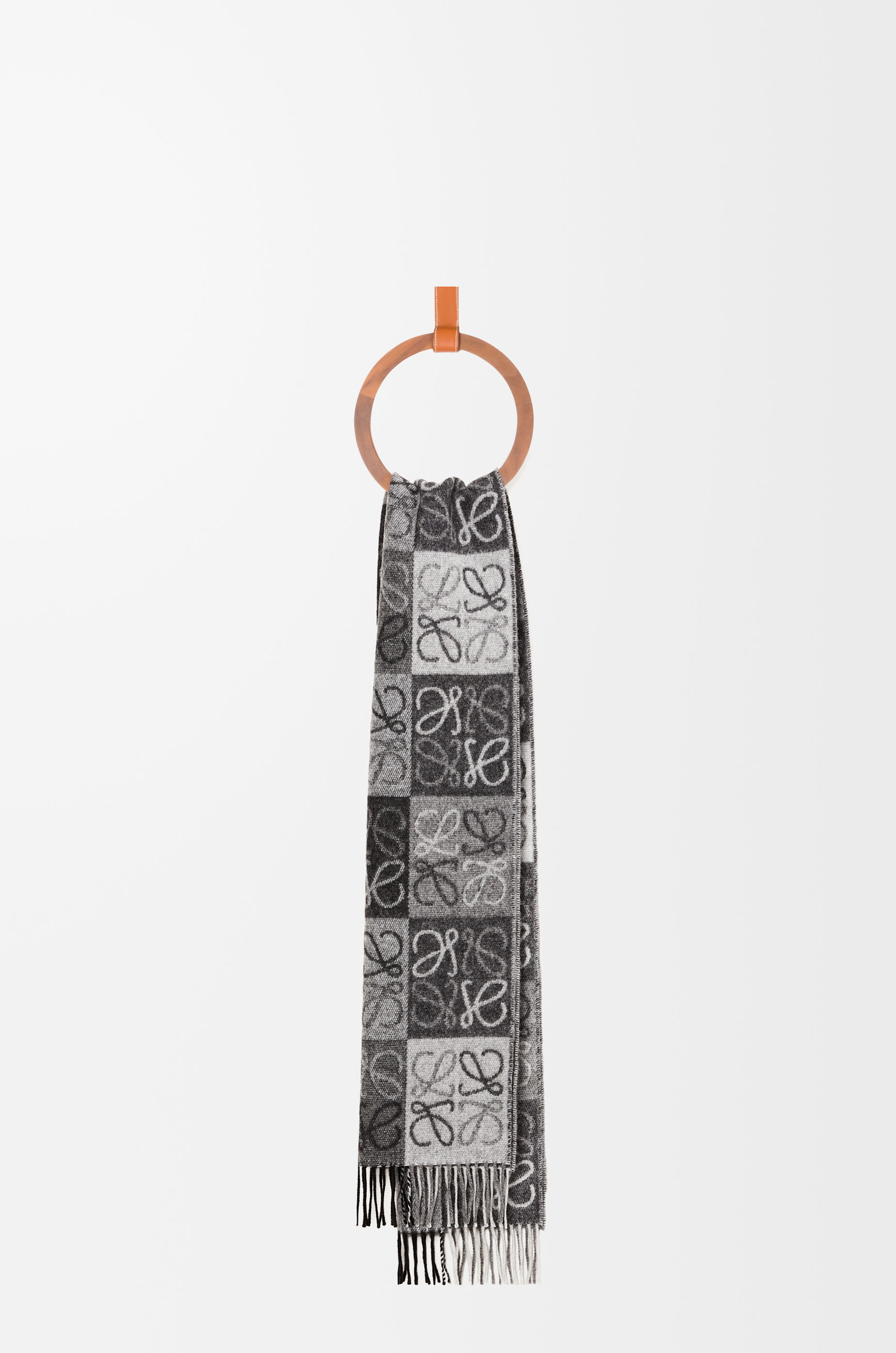 LOEWE Scarf in wool and cashmere Black/White