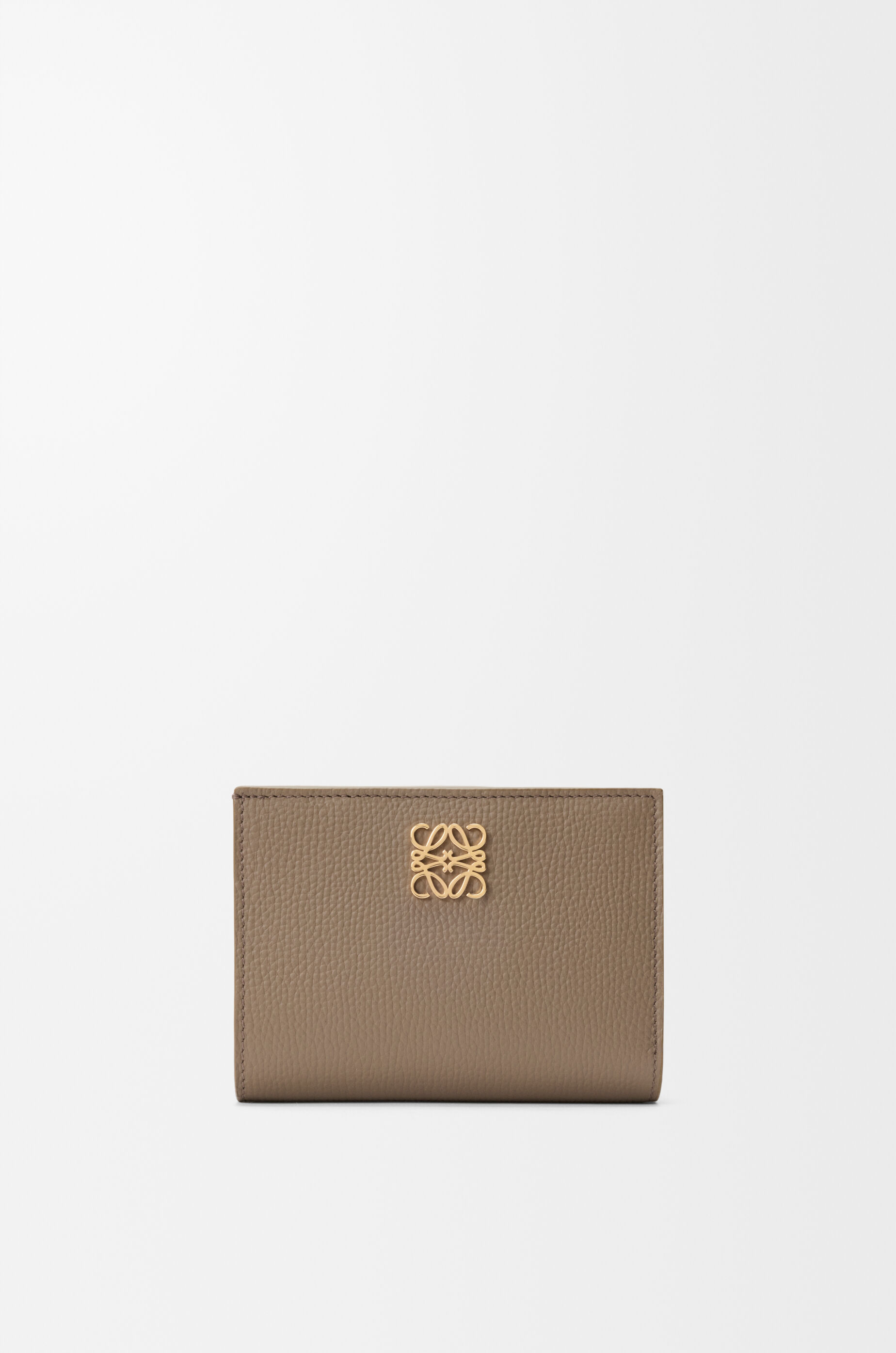 LOEWE Anagram compact wallet in pebble grained calfskin Taupe
