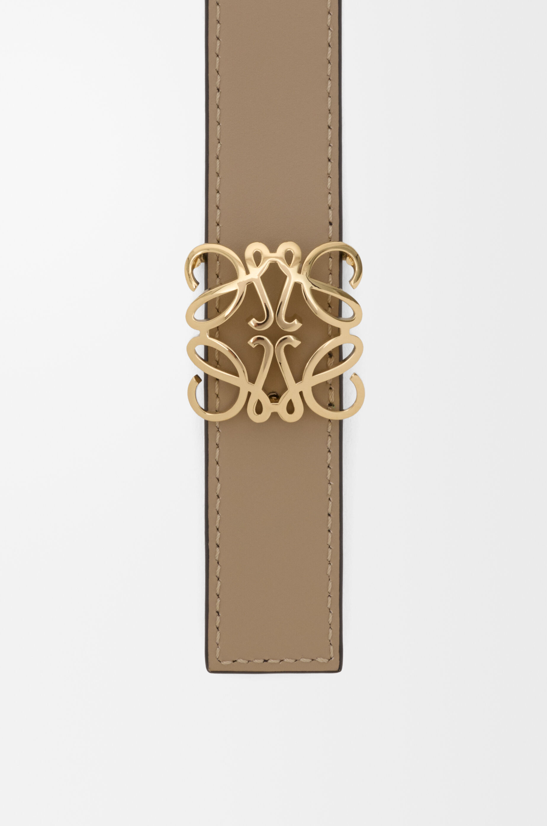 LOEWE Reversible Anagram Bombé belt in smooth calfskin Black/Clay