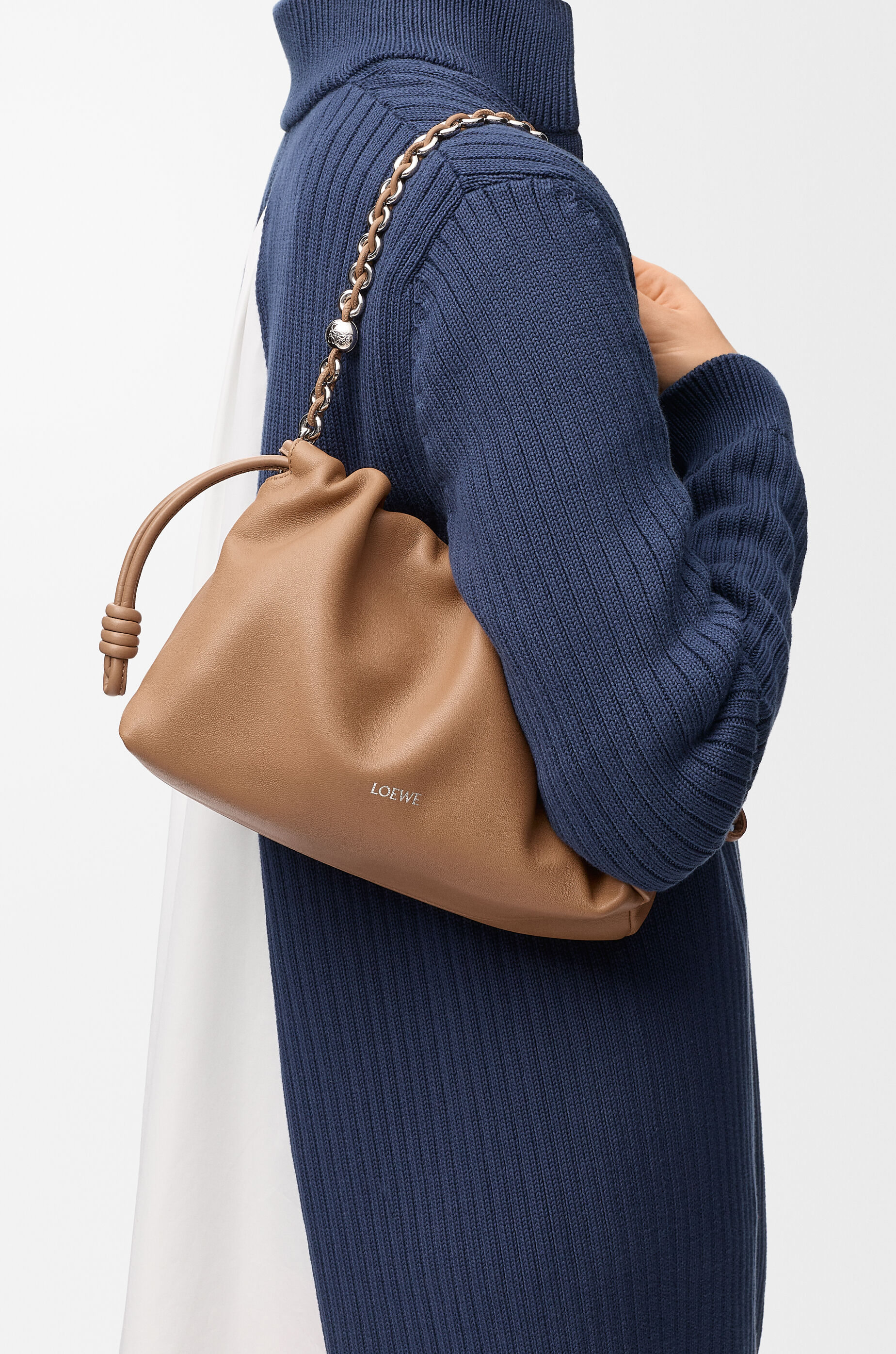 LOEWE Medium Flamenco purse in mellow nappa lambskin Mocha