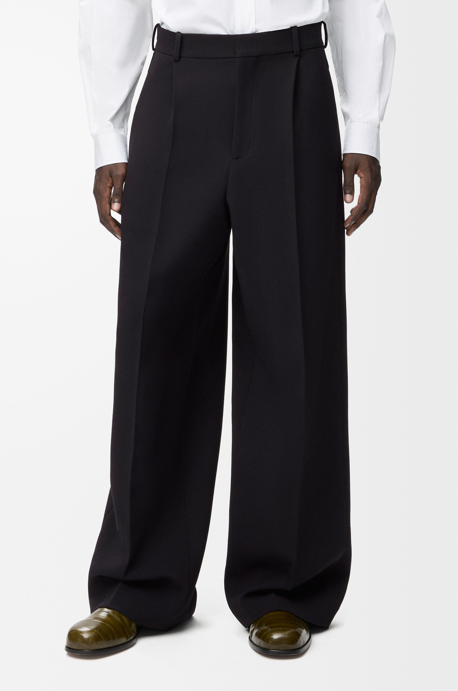 LOEWE Wide leg trousers in wool Black