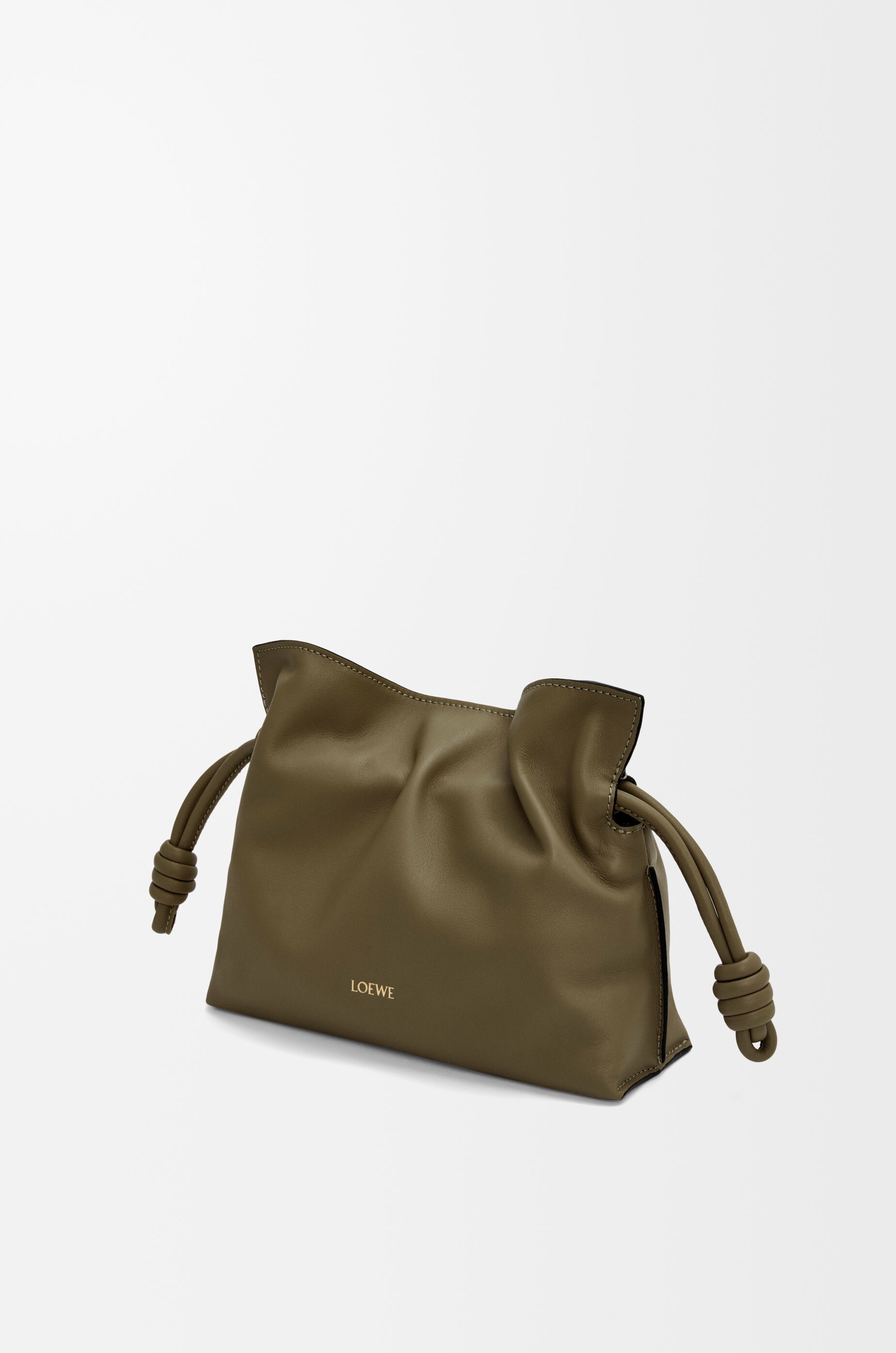 LOEWE Mini Flamenco clutch in nappa calfskin Dark Khaki