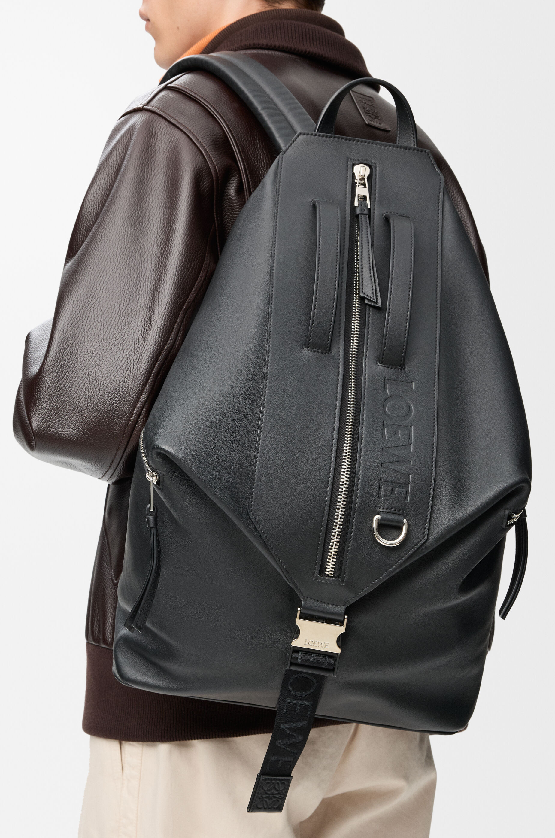 LOEWE Convertible backpack in classic calfskin Black