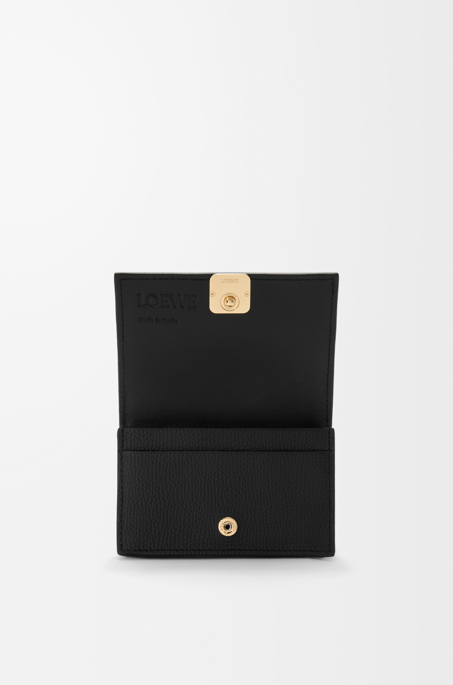 LOEWE Anagram business cardholder in pebble grained calfskin Black/Gold