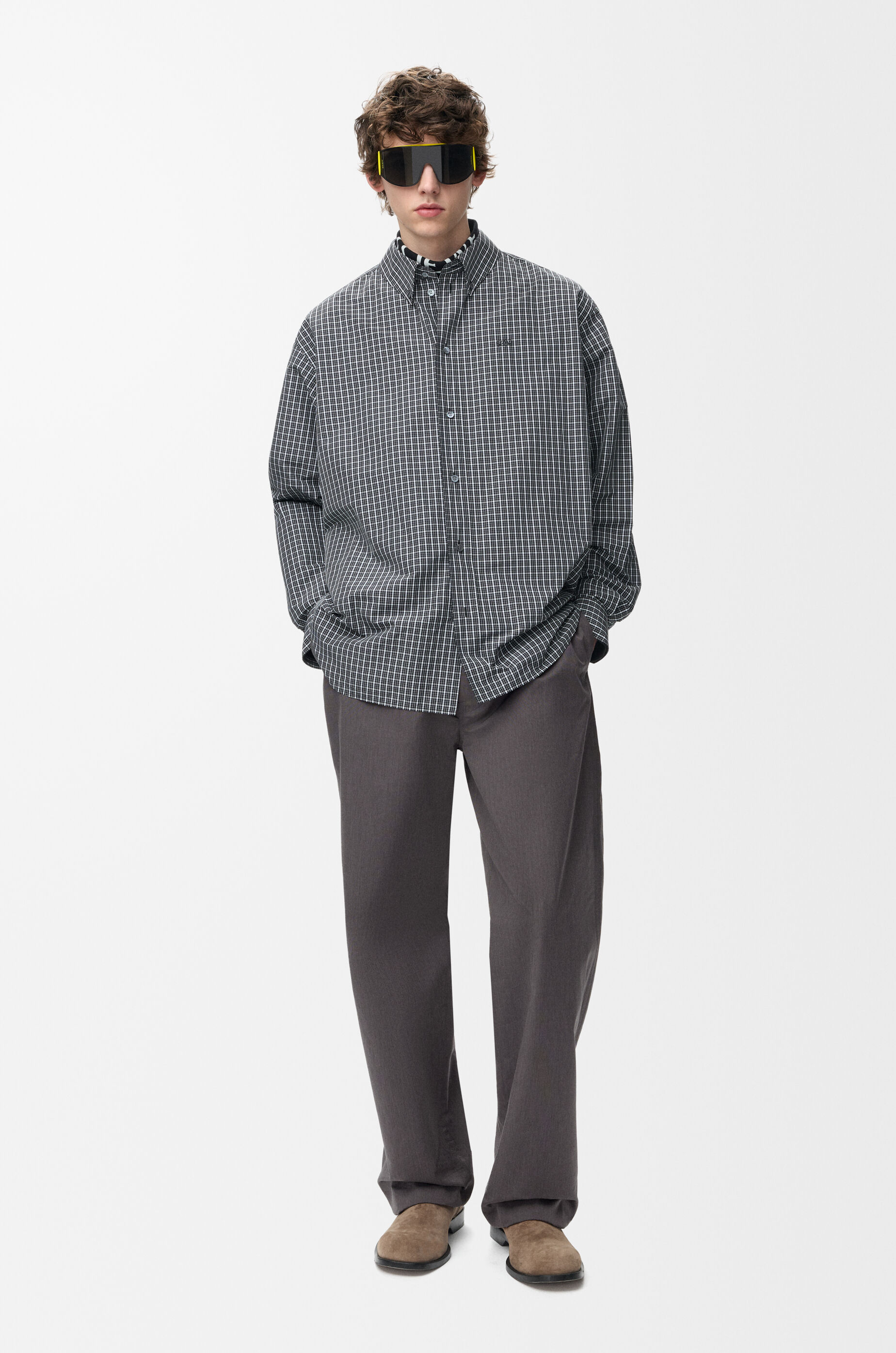 LOEWE Drawstring trousers in cotton and silk Medium Grey