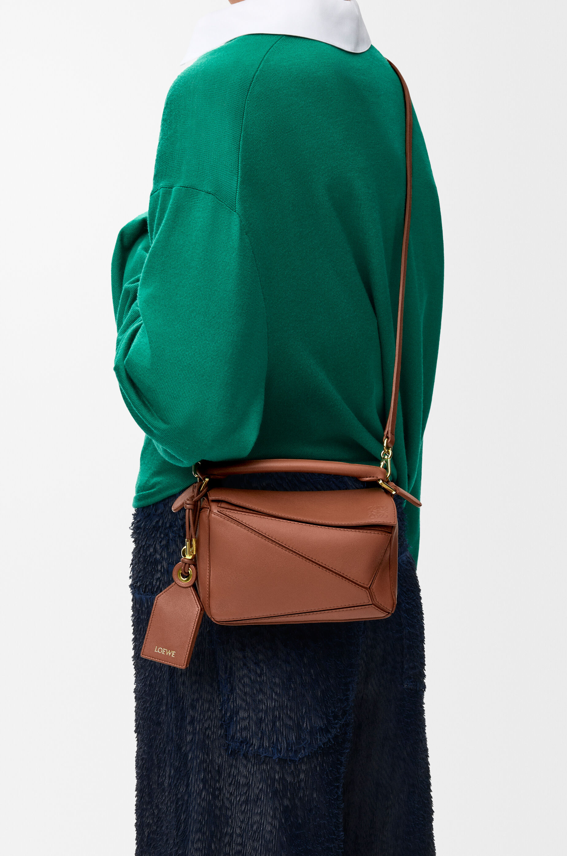 LOEWE Mini Featherlight Puzzle bag in nappa lambskin Pecan