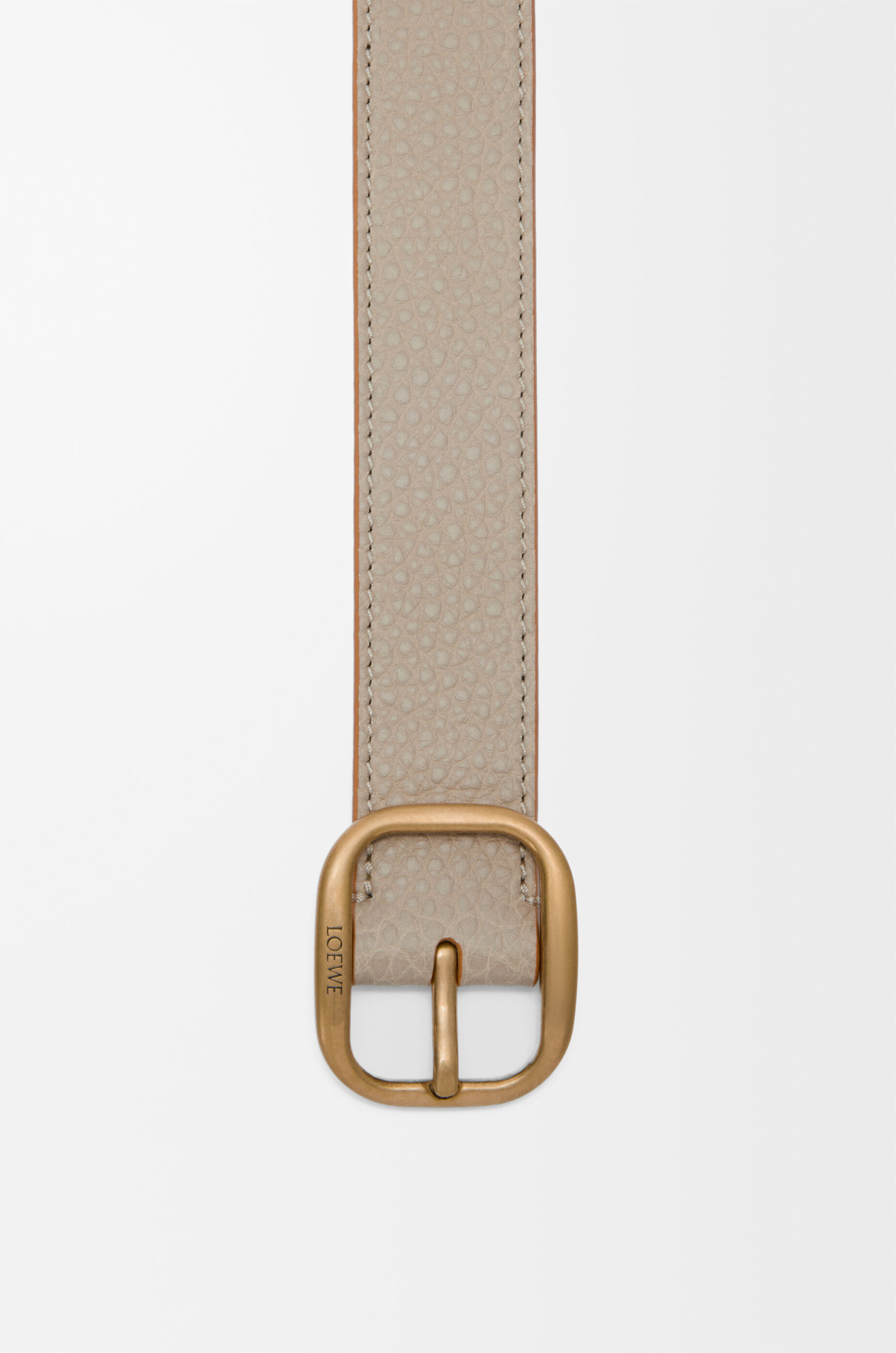 LOEWE Rounded soft belt in supple grained calfskin Clay/Gold