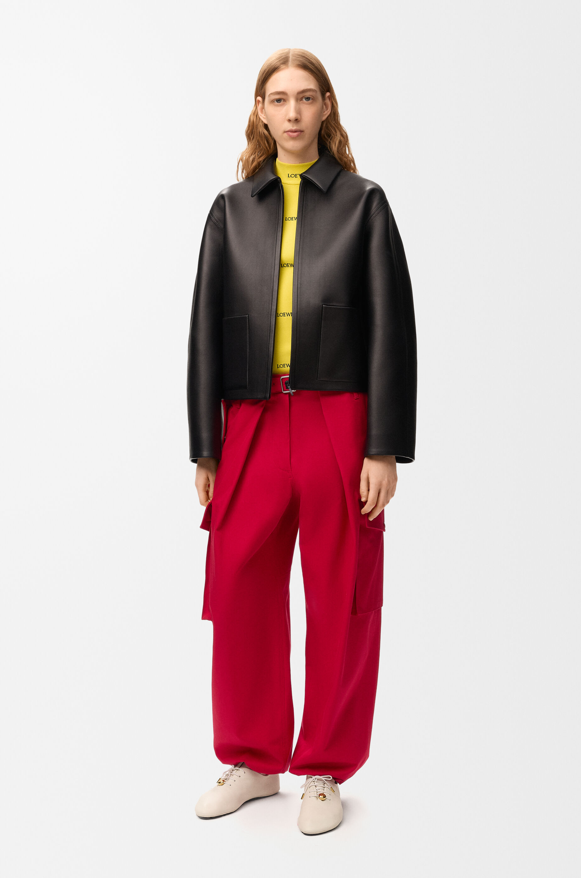 LOEWE Cargo trousers in cotton and silk Red