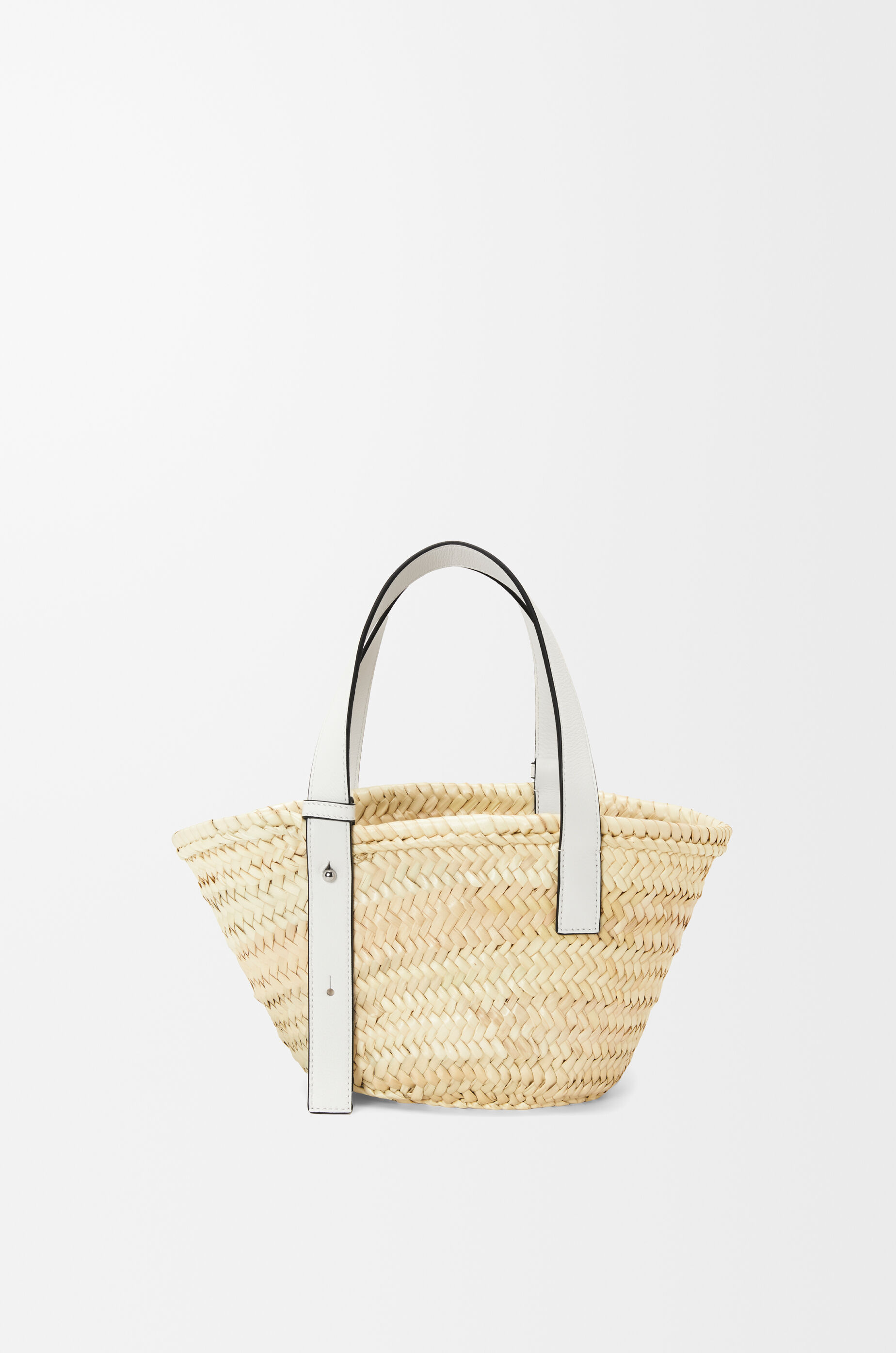 LOEWE Small Basket bag in palm leaf and calfskin Natural/White