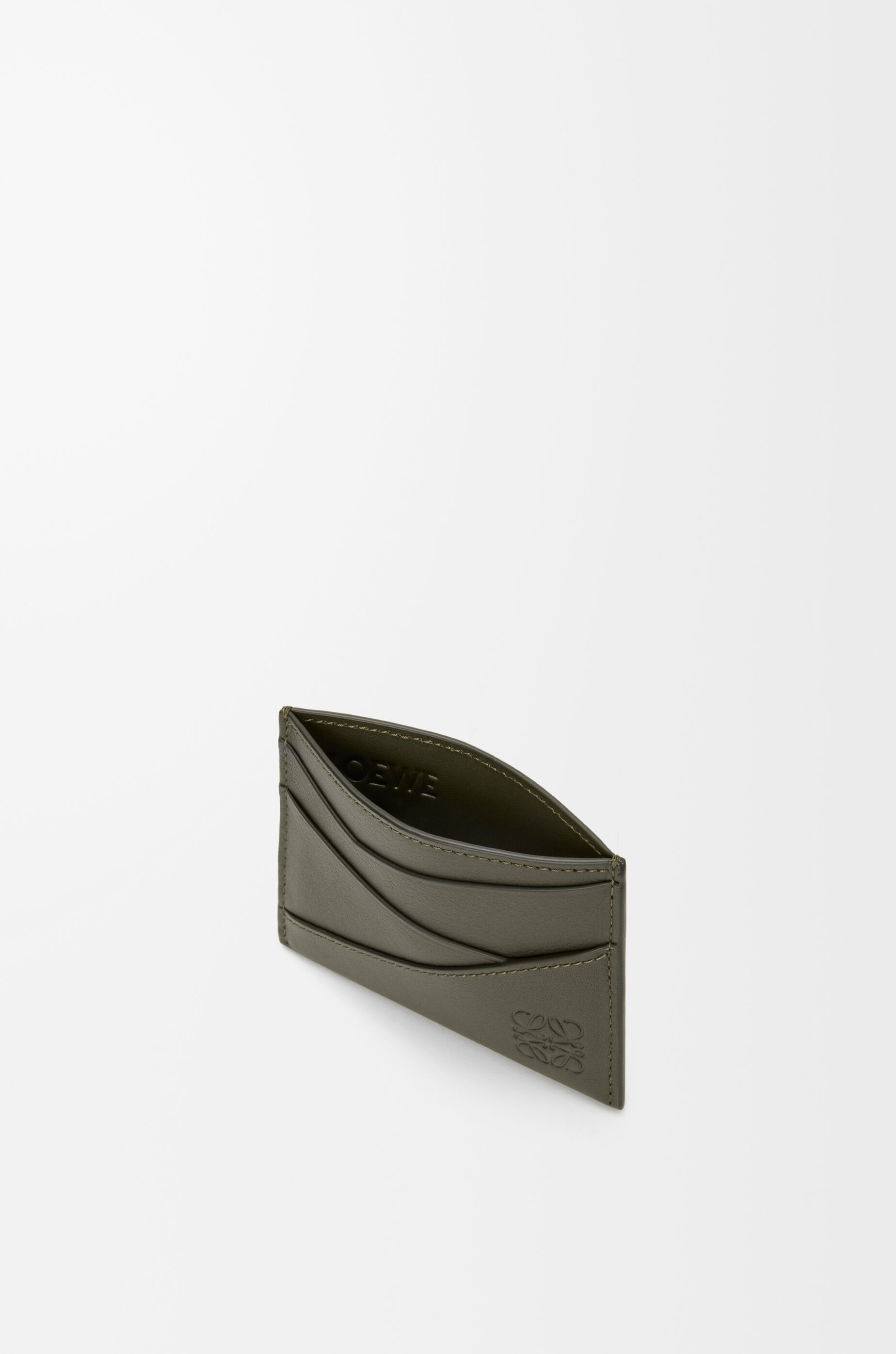 LOEWE Puzzle plain cardholder in classic calfskin Dark Khaki