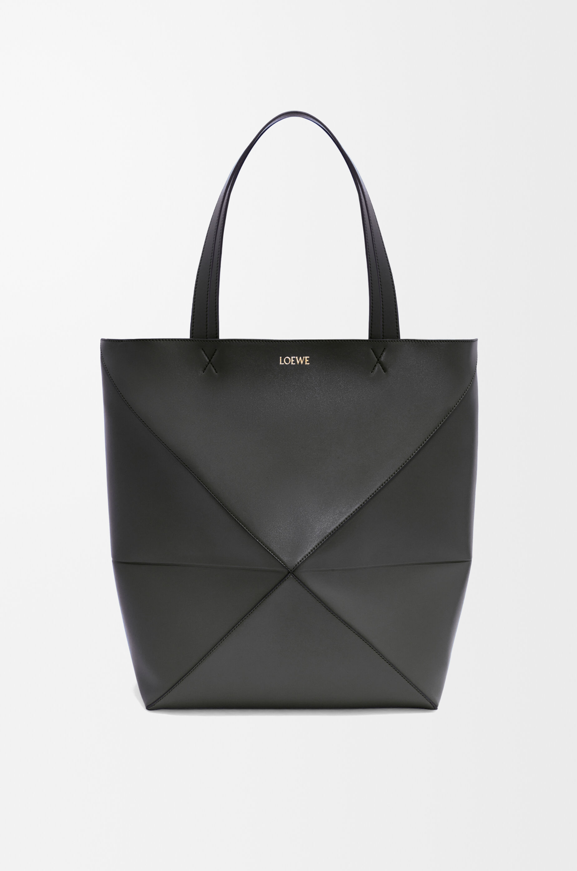LOEWE XL Puzzle Fold tote in shiny calfskin Black