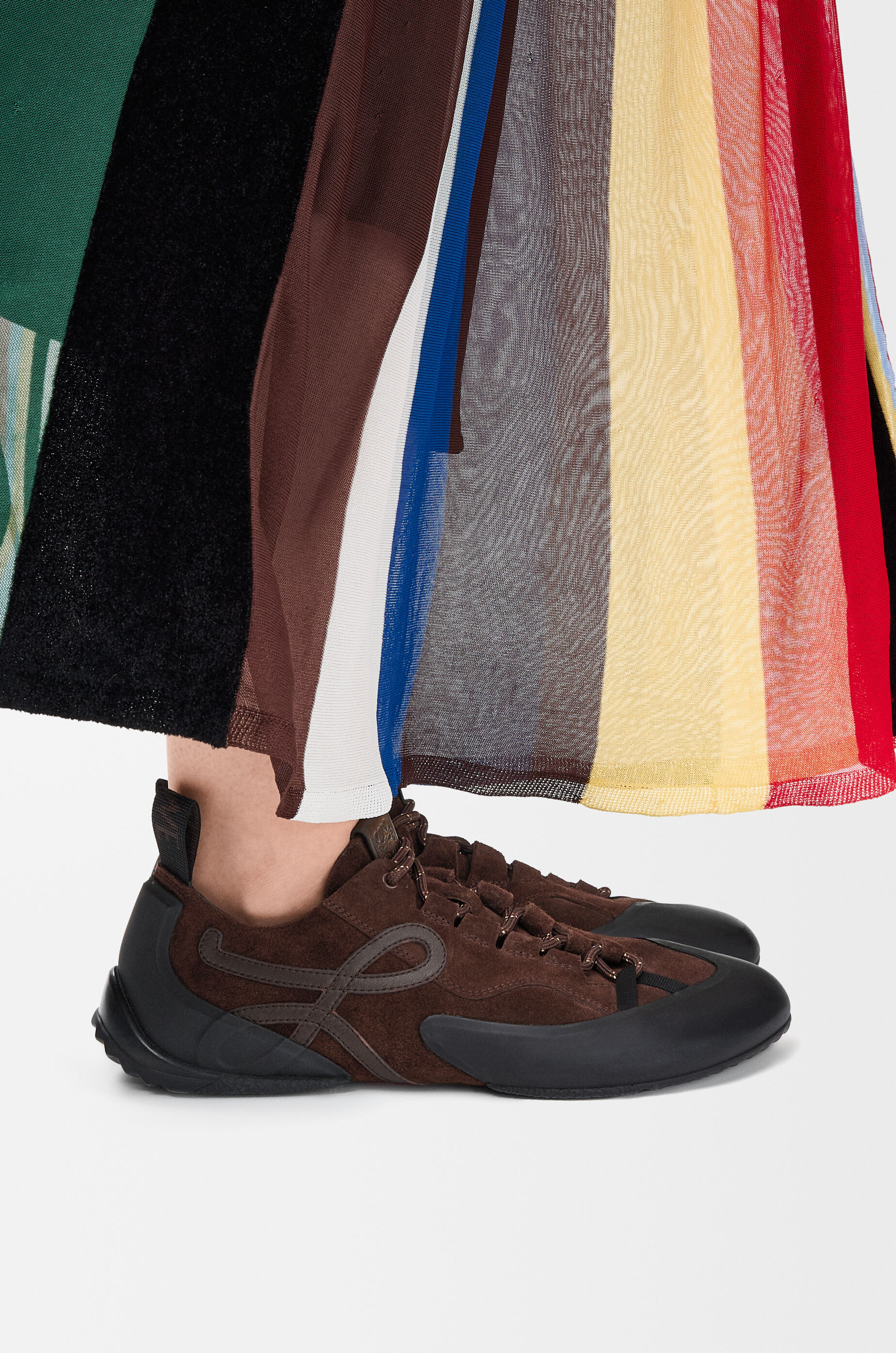 LOEWE Grip sneaker in calfskin suede Dark Brown/Dark Brown