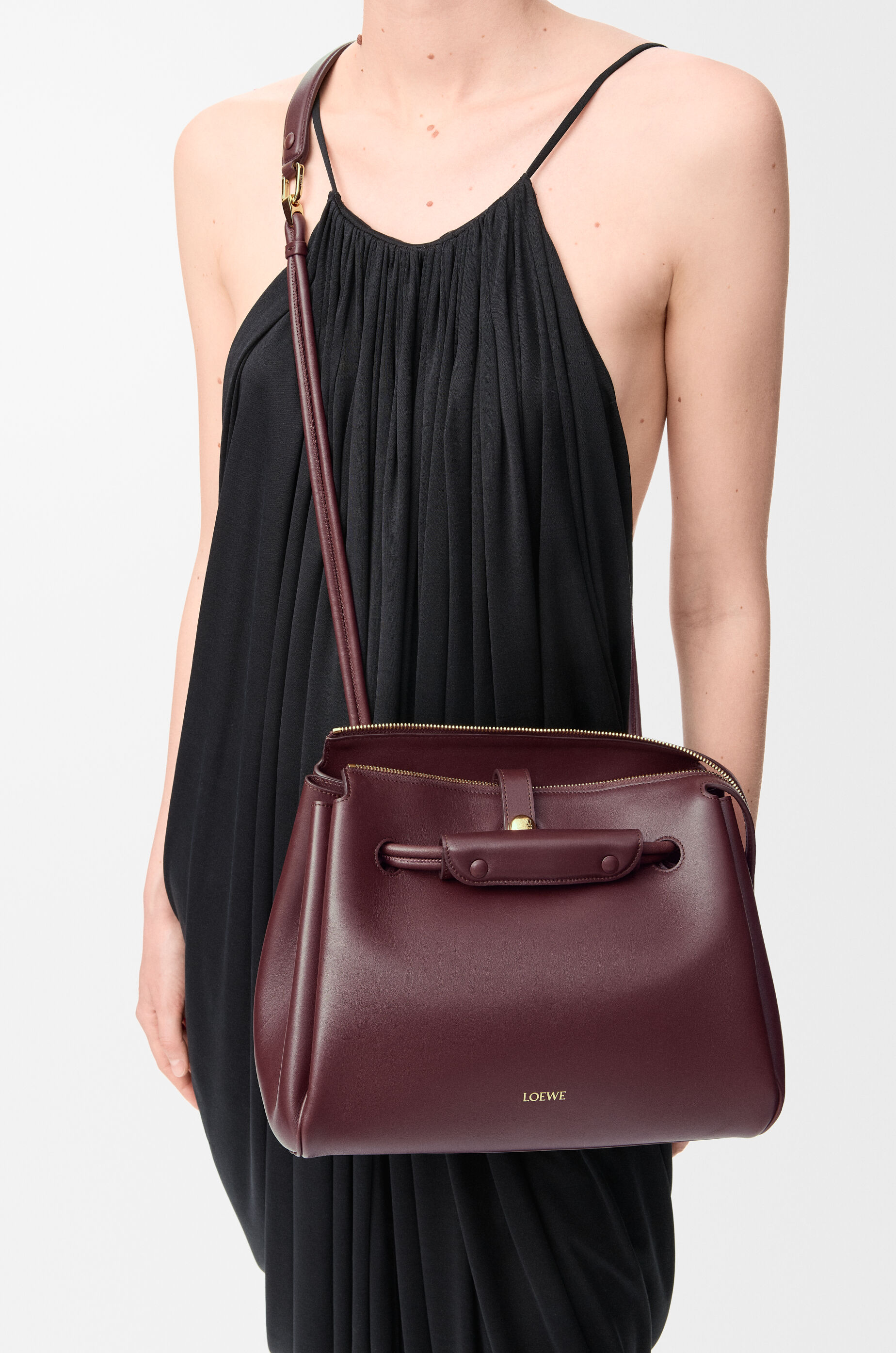 LOEWE Medium Madrid bag in supple calfskin Dark Burgundy