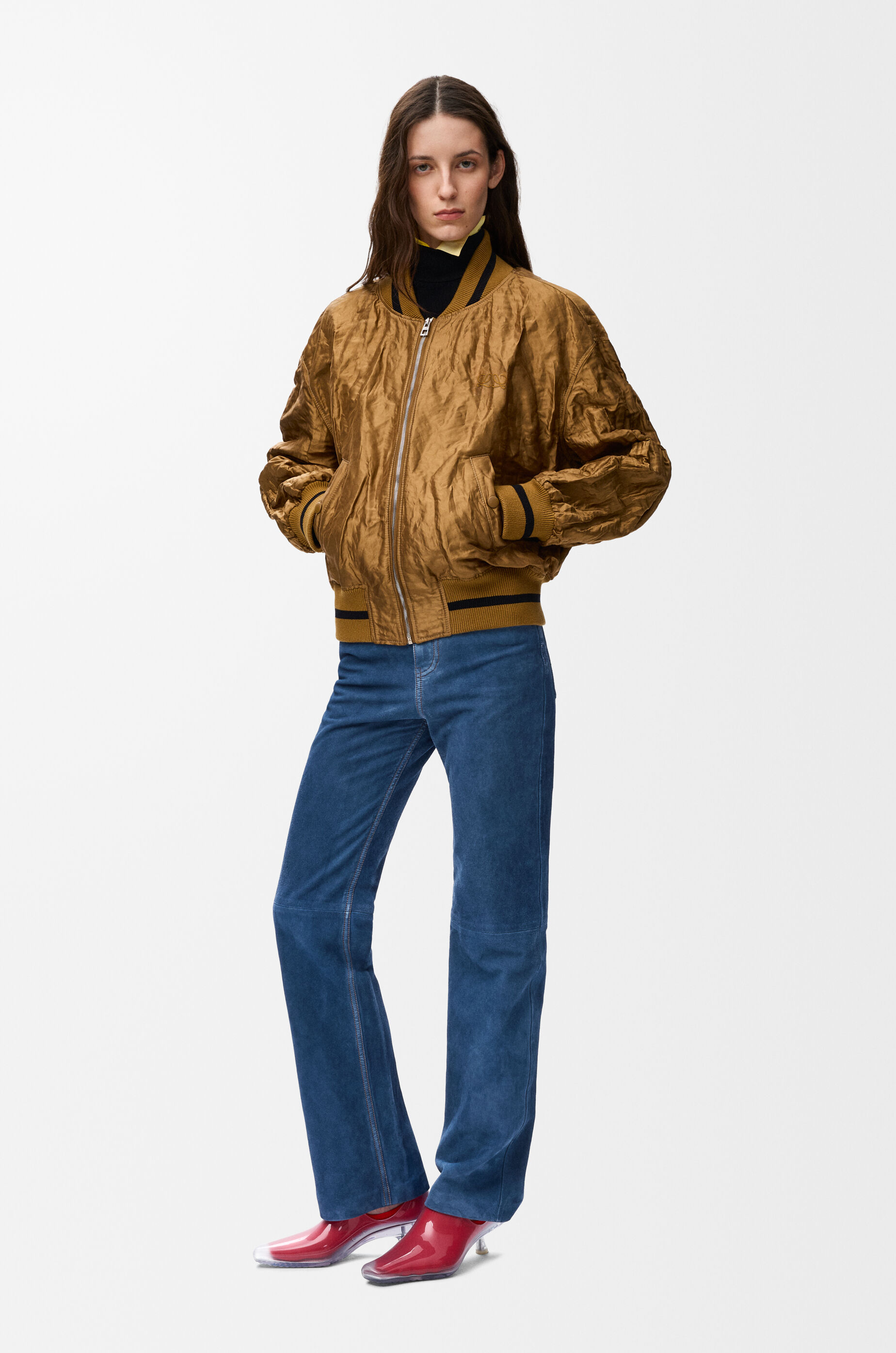 LOEWE Bomber jacket in technical fabric Toffee