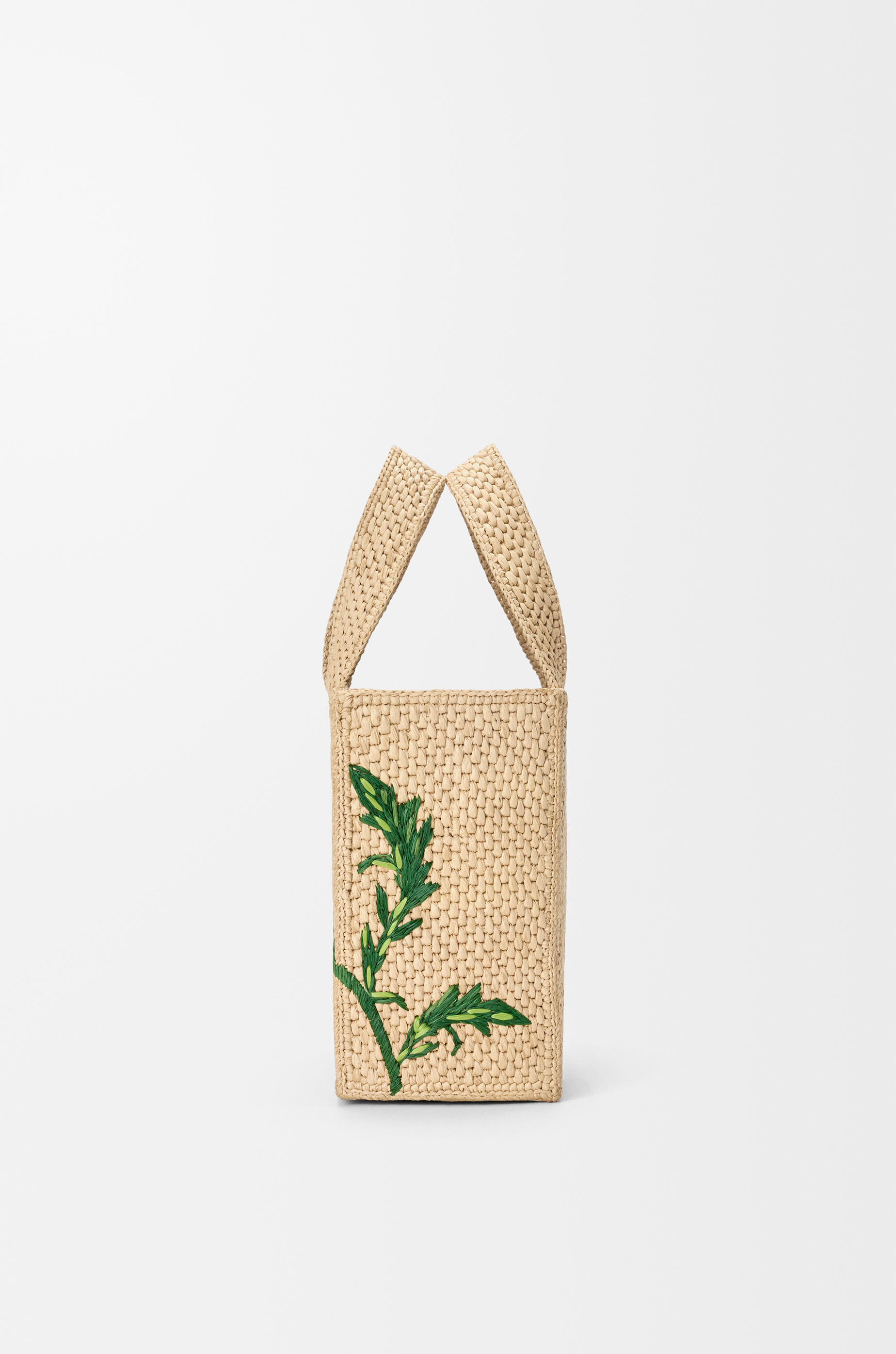 LOEWE Small LOEWE Font tote in raffia Natural/Green