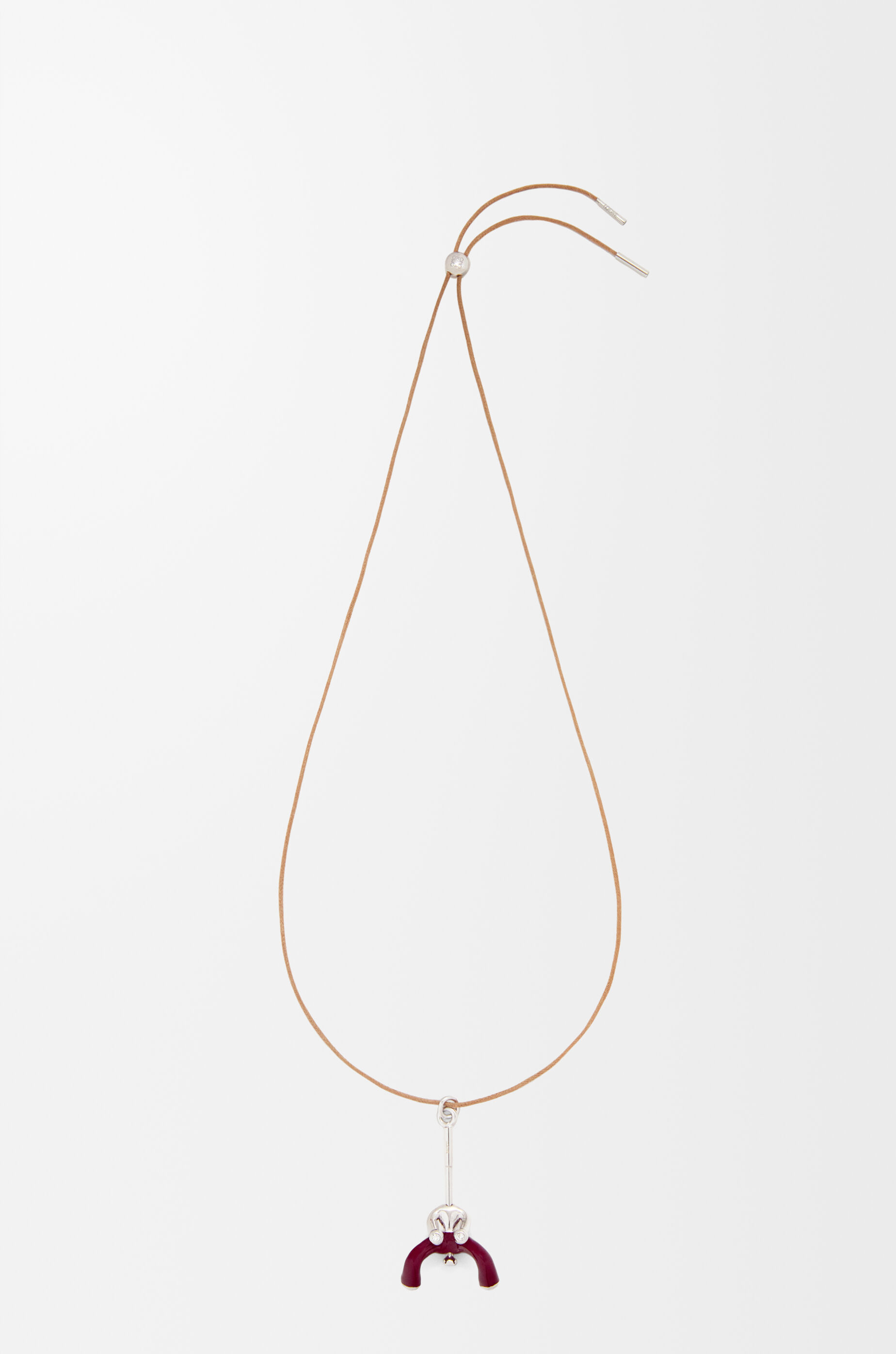 LOEWE Seated Acrobat pendant in sterling silver and crystals Silver/Burgundy