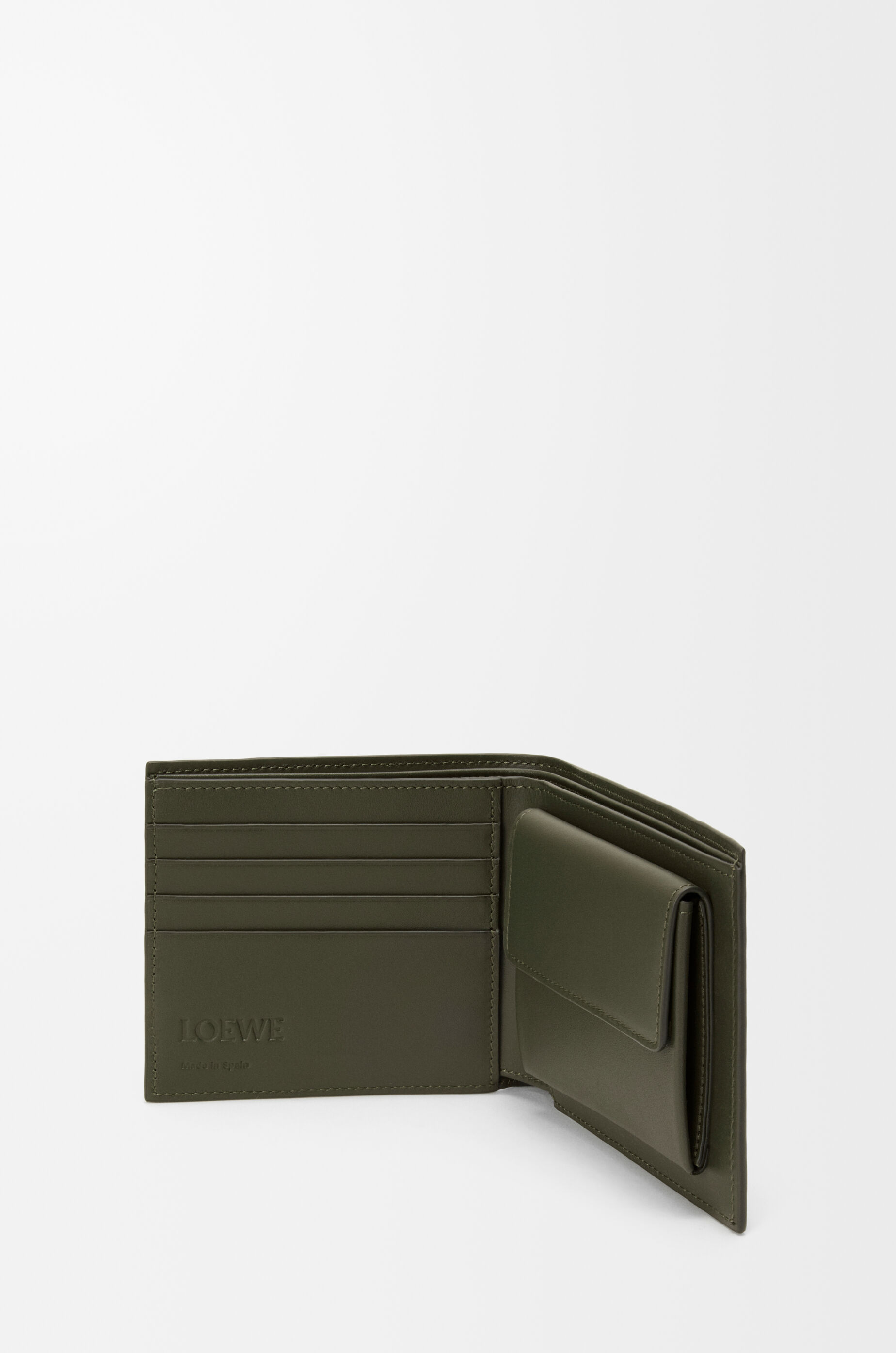 LOEWE Puzzle bifold coin wallet in classic calfskin Dark Khaki