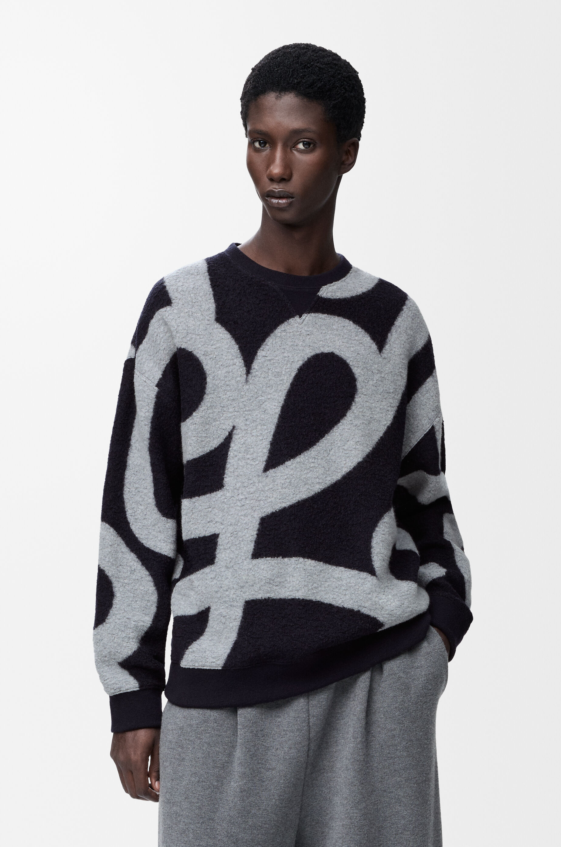 LOEWE Sweatshirt in wool and cotton Navy/Grey