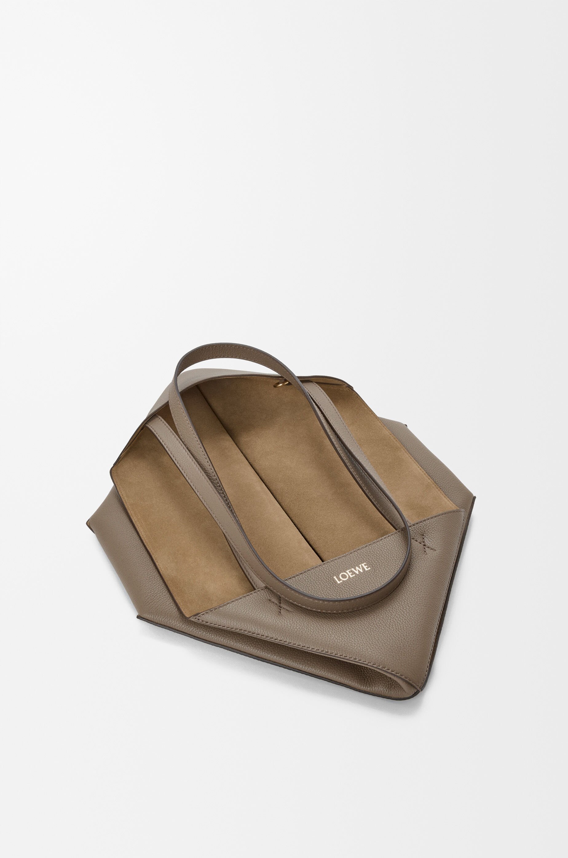LOEWE Medium horizontal Puzzle Fold tote in soft grained calfskin Taupe