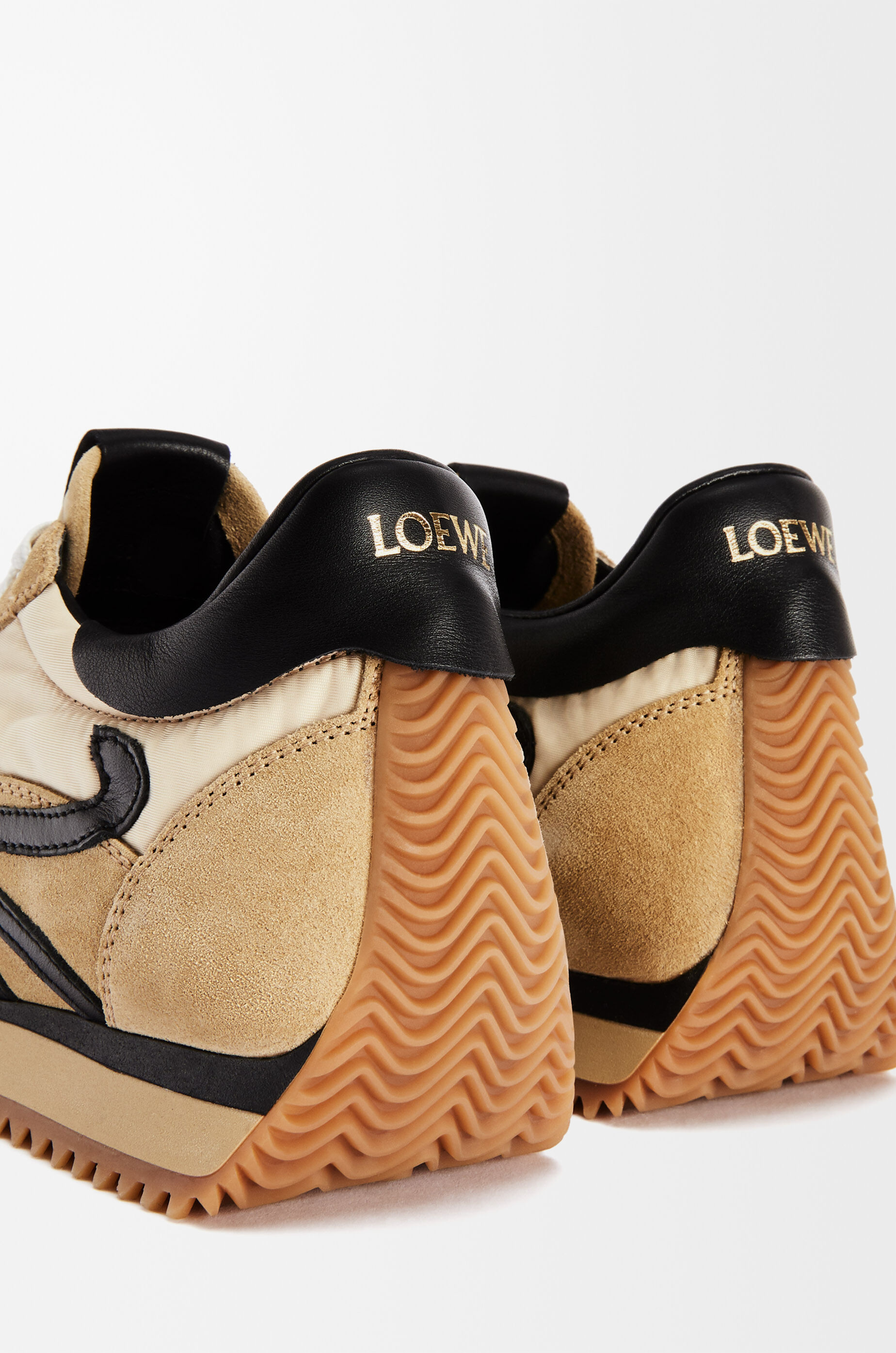 LOEWE Flow Runner in nylon and suede Gold/Black