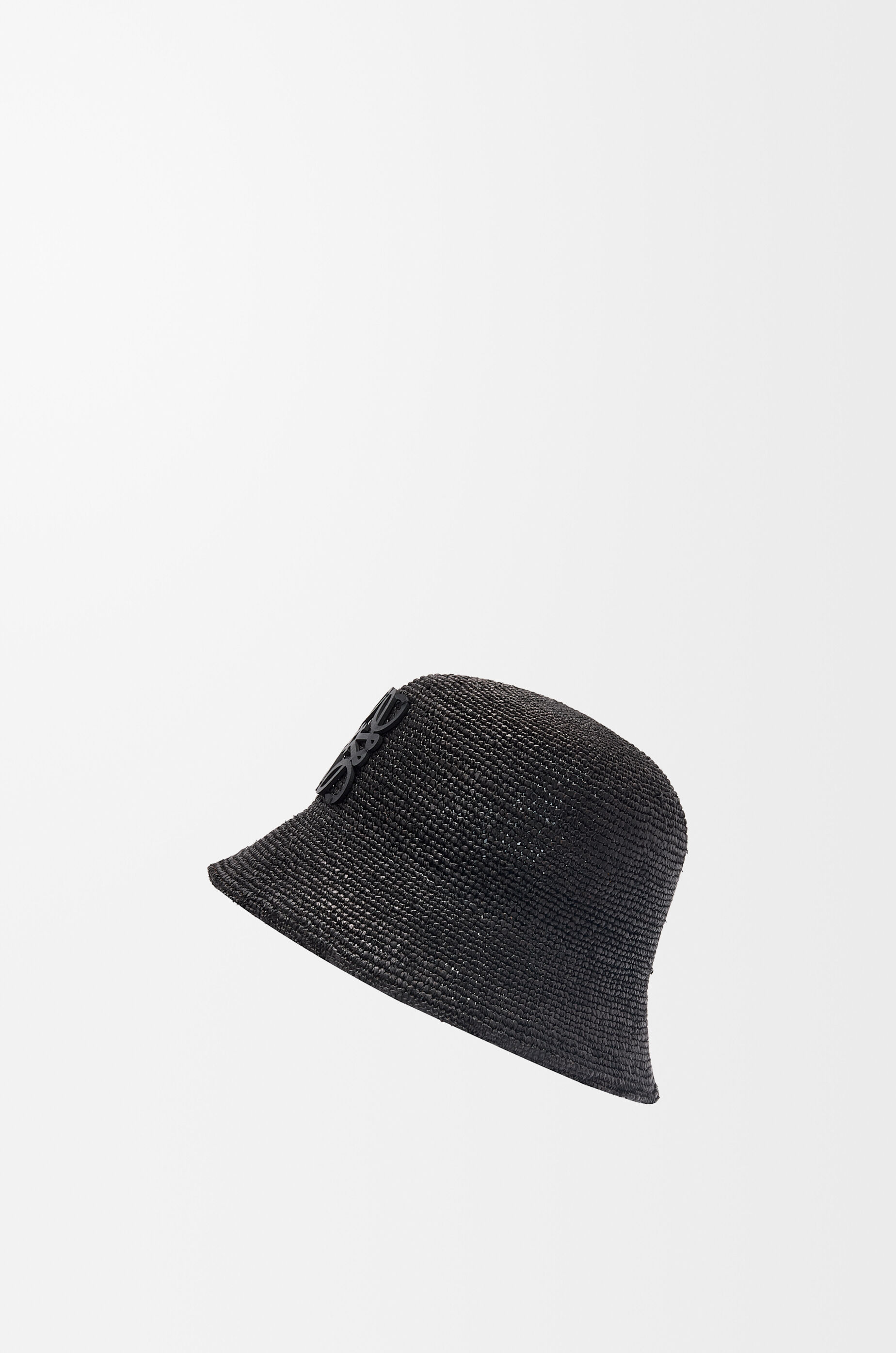 LOEWE Bucket hat in raffia and calfskin Black
