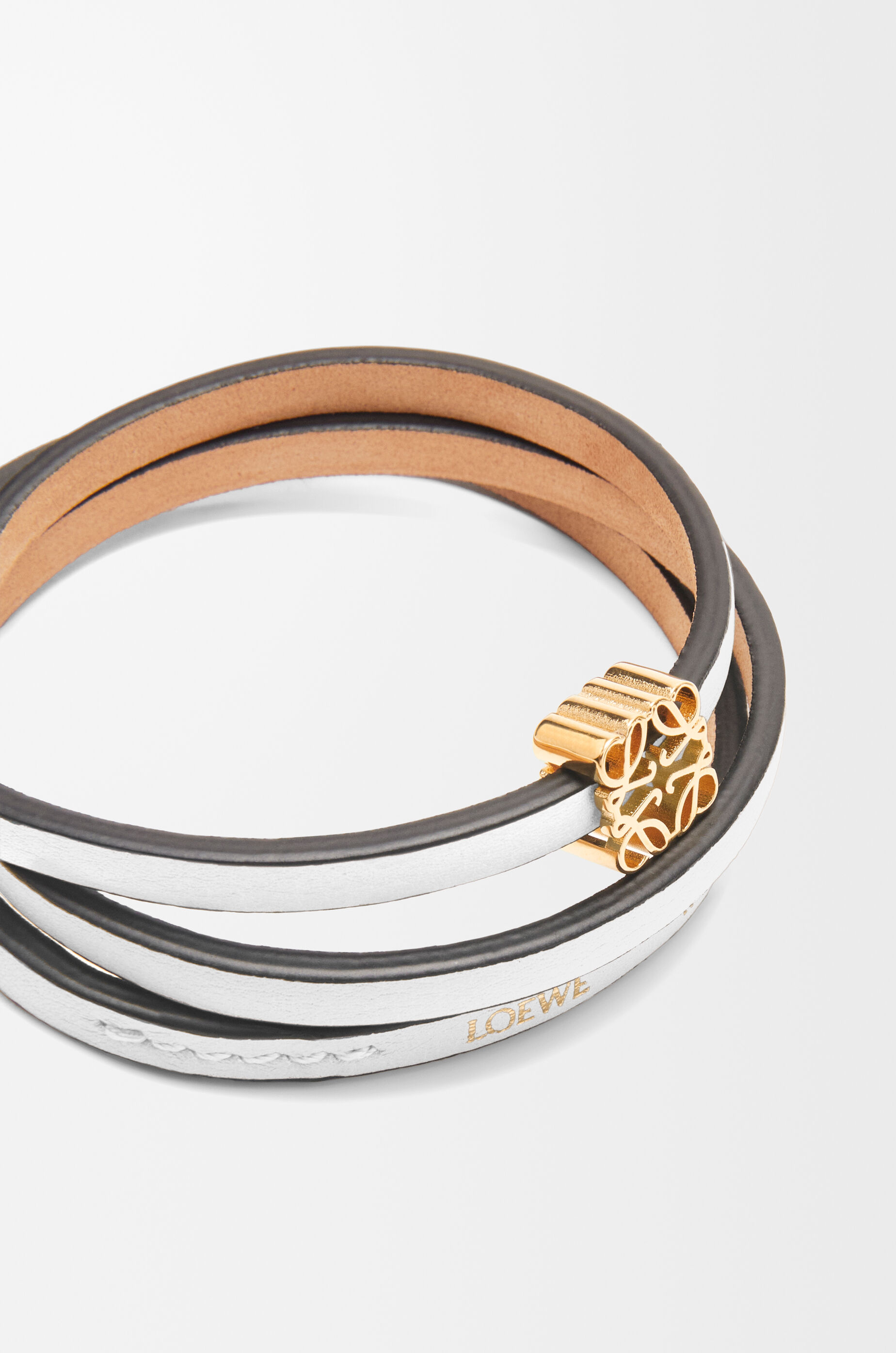 LOEWE Twist bangle in calfskin Soft White