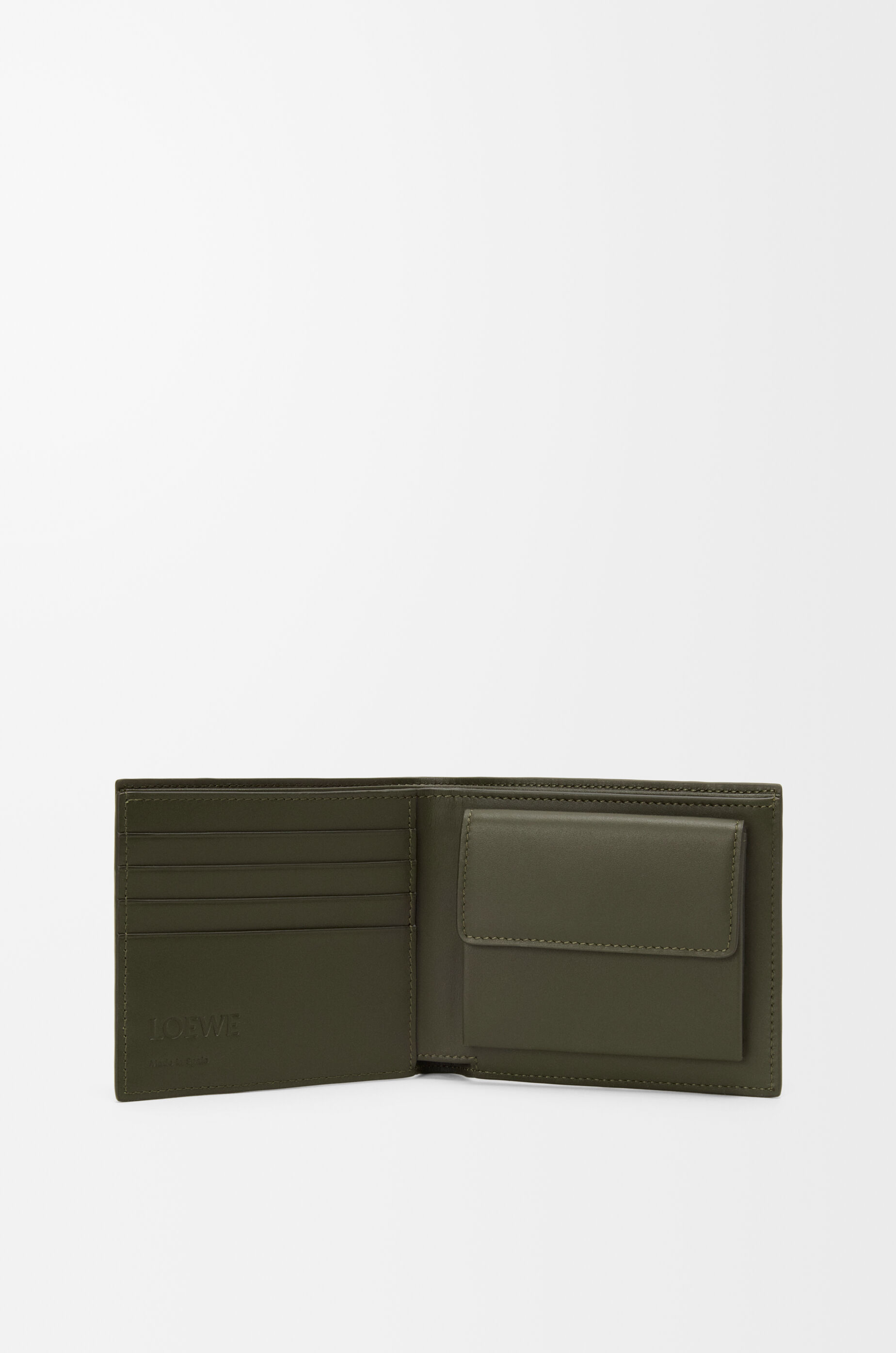 LOEWE Puzzle bifold coin wallet in classic calfskin Dark Khaki