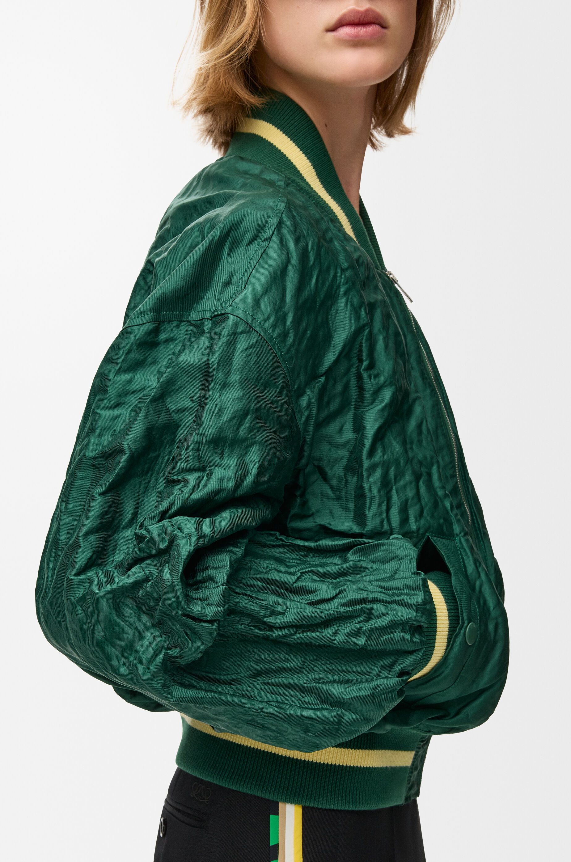 LOEWE Bomber jacket in technical fabric Dark Green