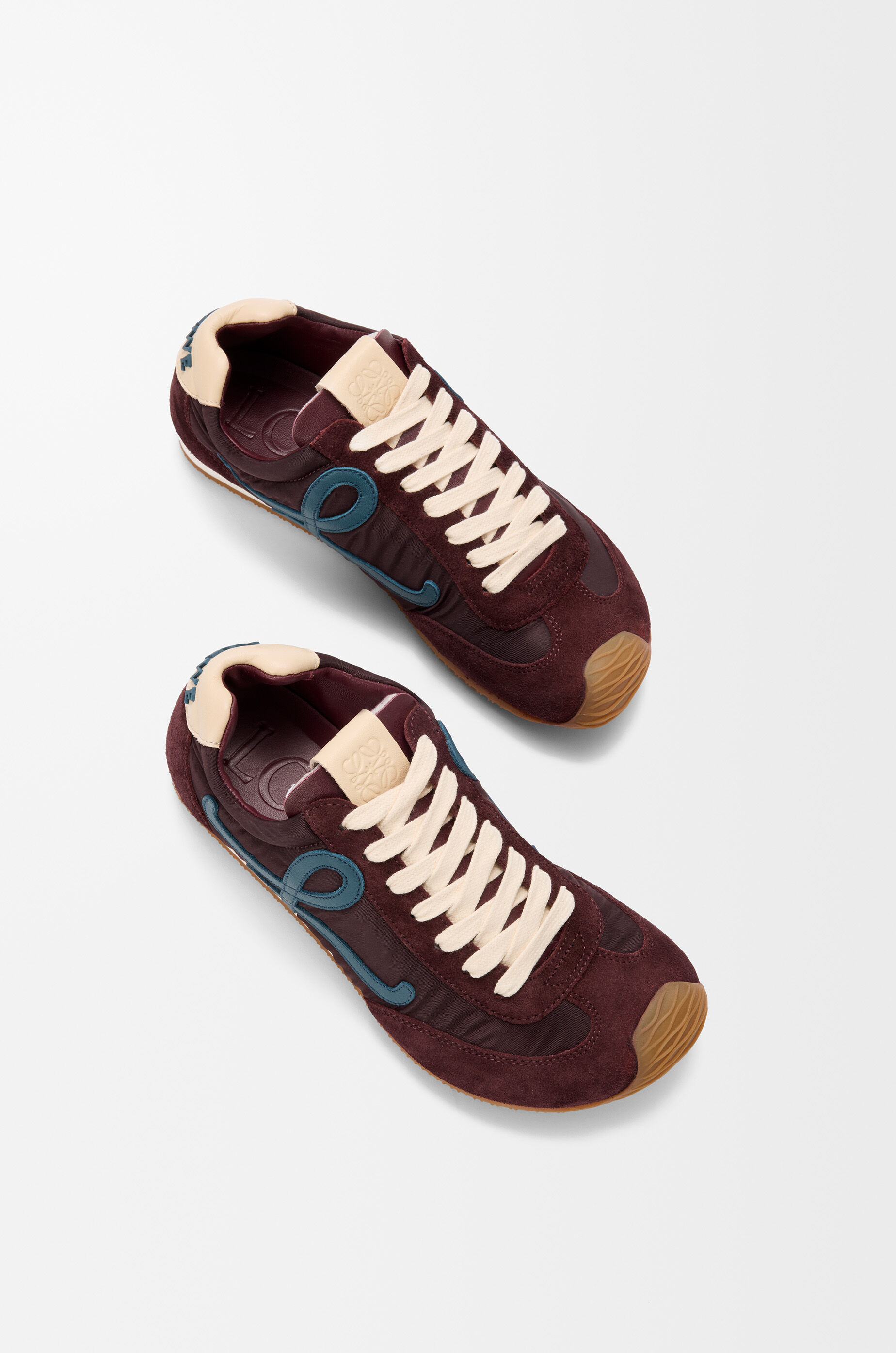 LOEWE Ballet Runner 2.0 in nylon and calfskin Burgundy/Duck Blue/Dough