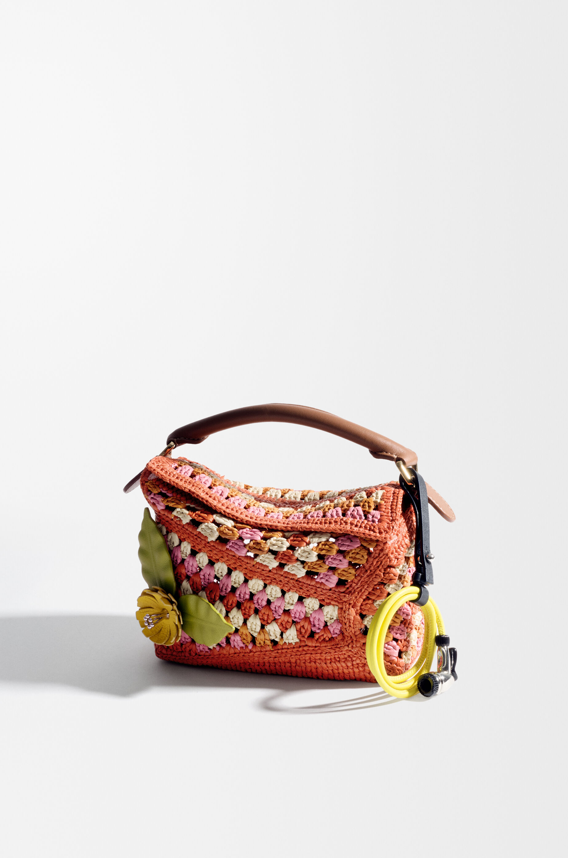 LOEWE Flower pin in calfskin Yellow