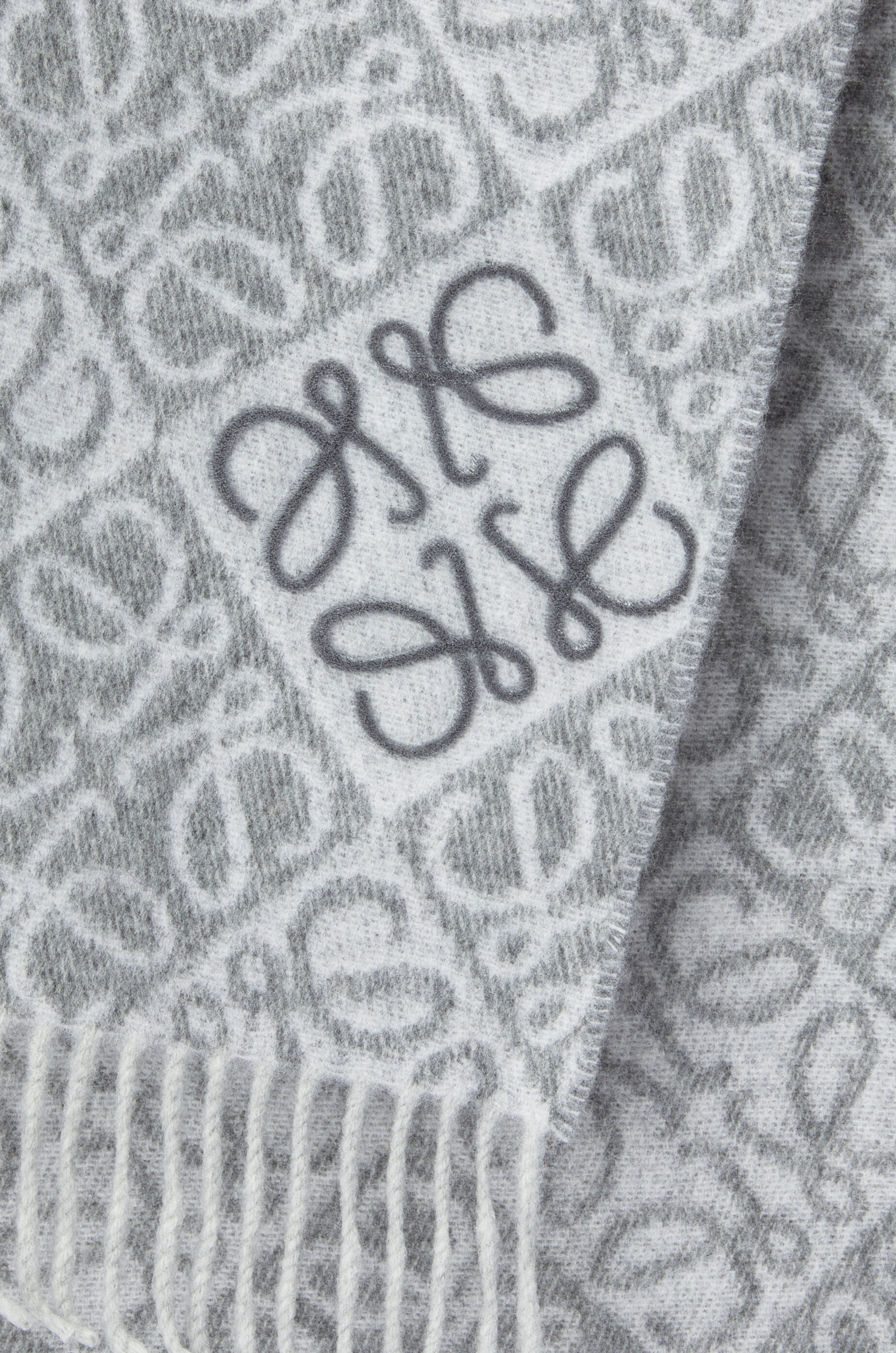 LOEWE Anagram scarf in wool and cashmere Grey