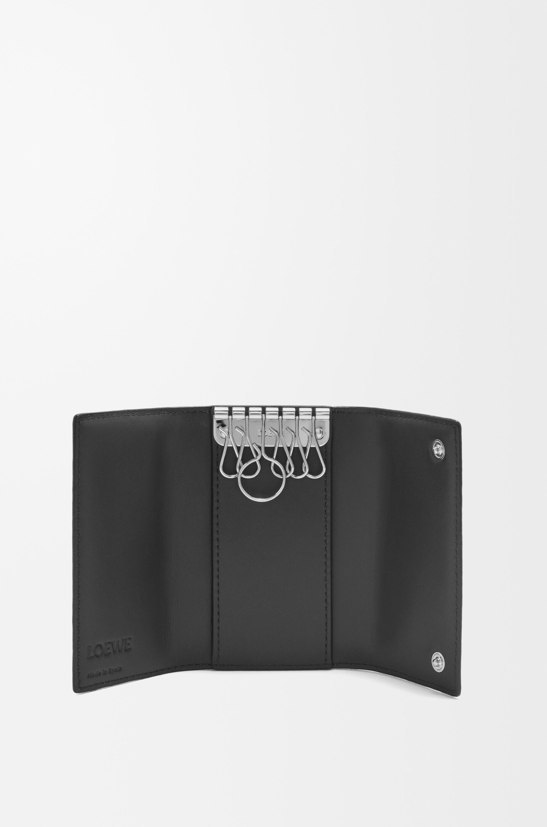 LOEWE Key case in soft grained calfskin Black