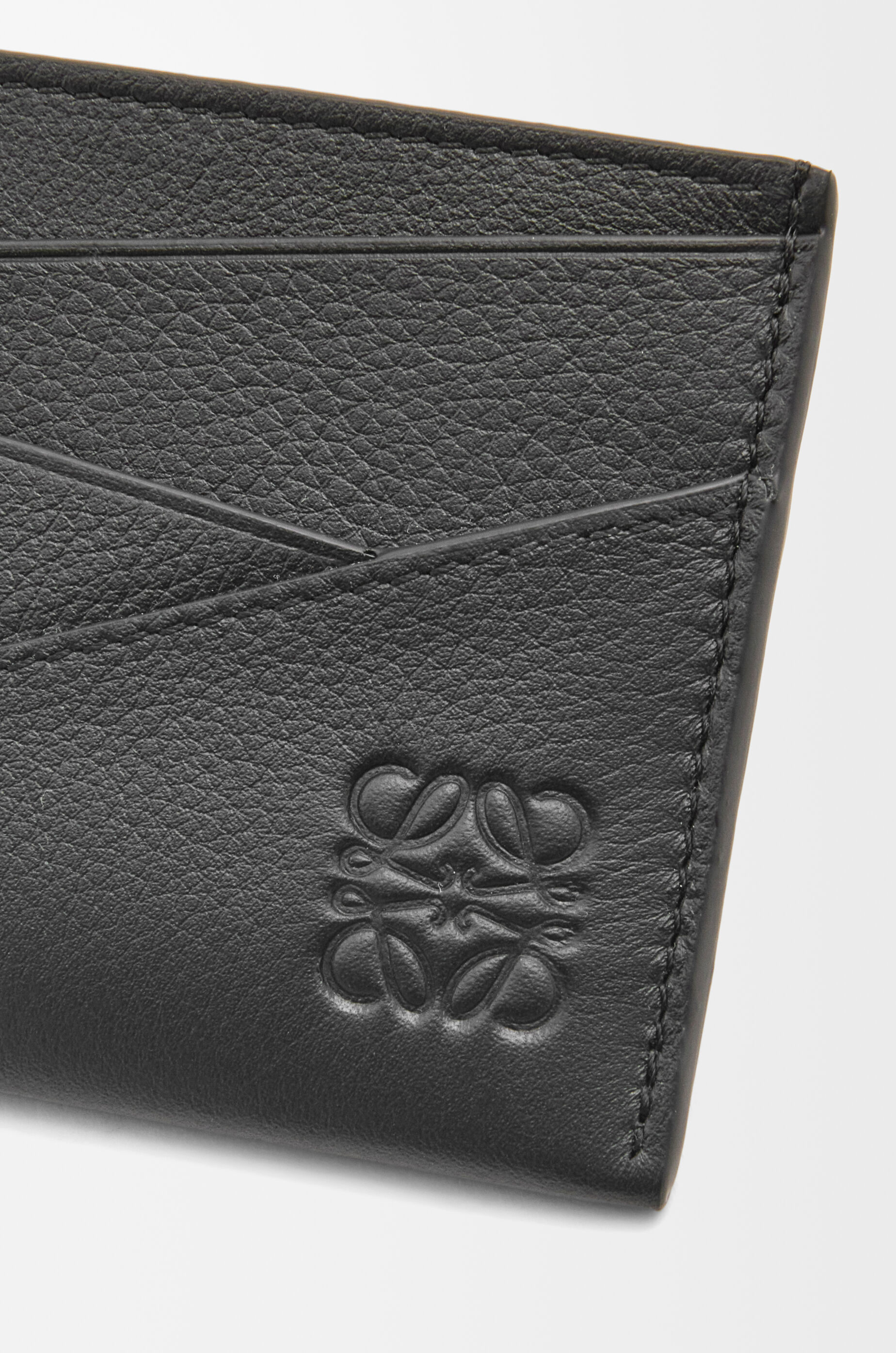 LOEWE Puzzle plain cardholder in supple grained calfskin Black
