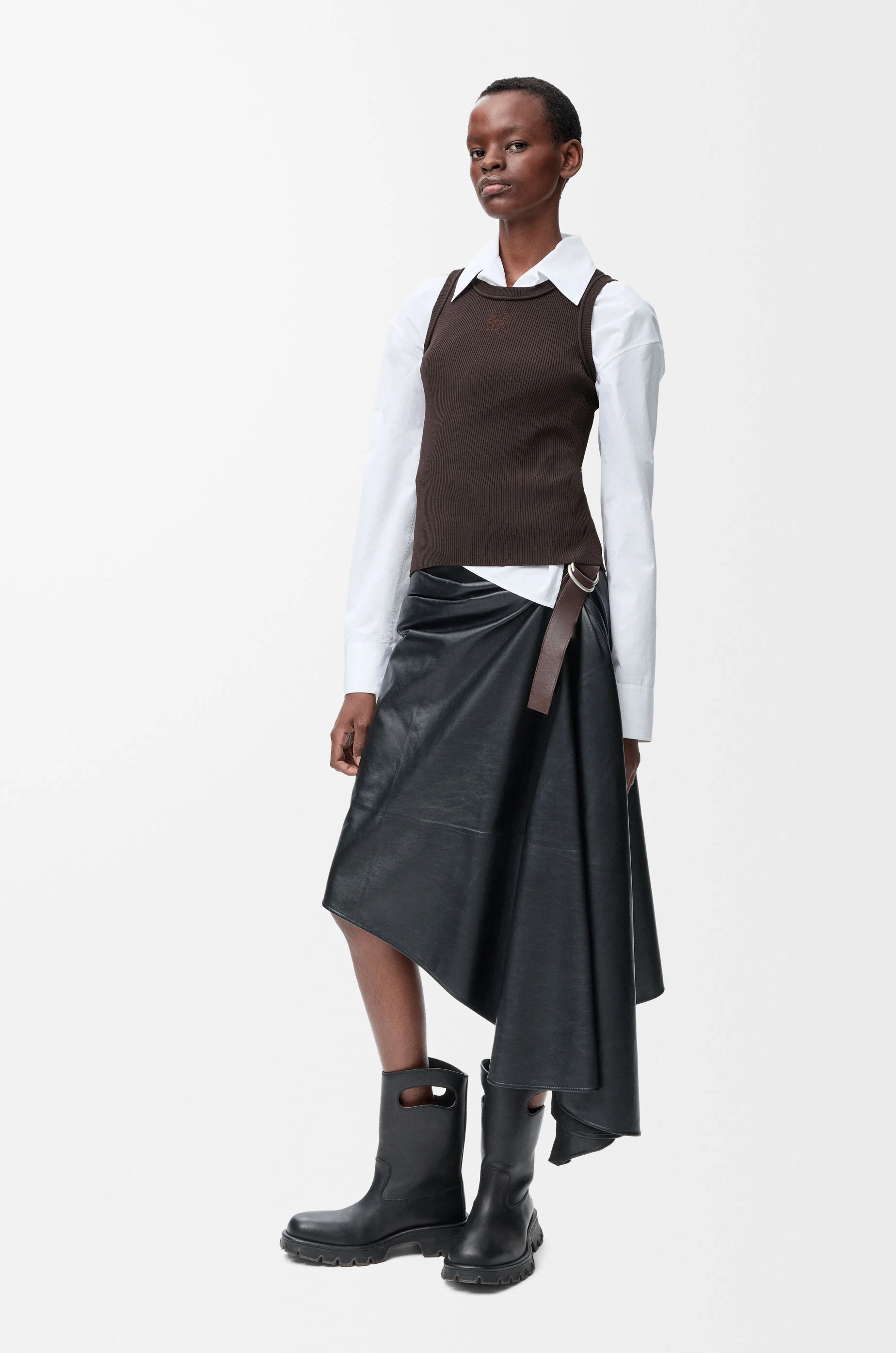 LOEWE Anagram tank top in stretch viscose Brown