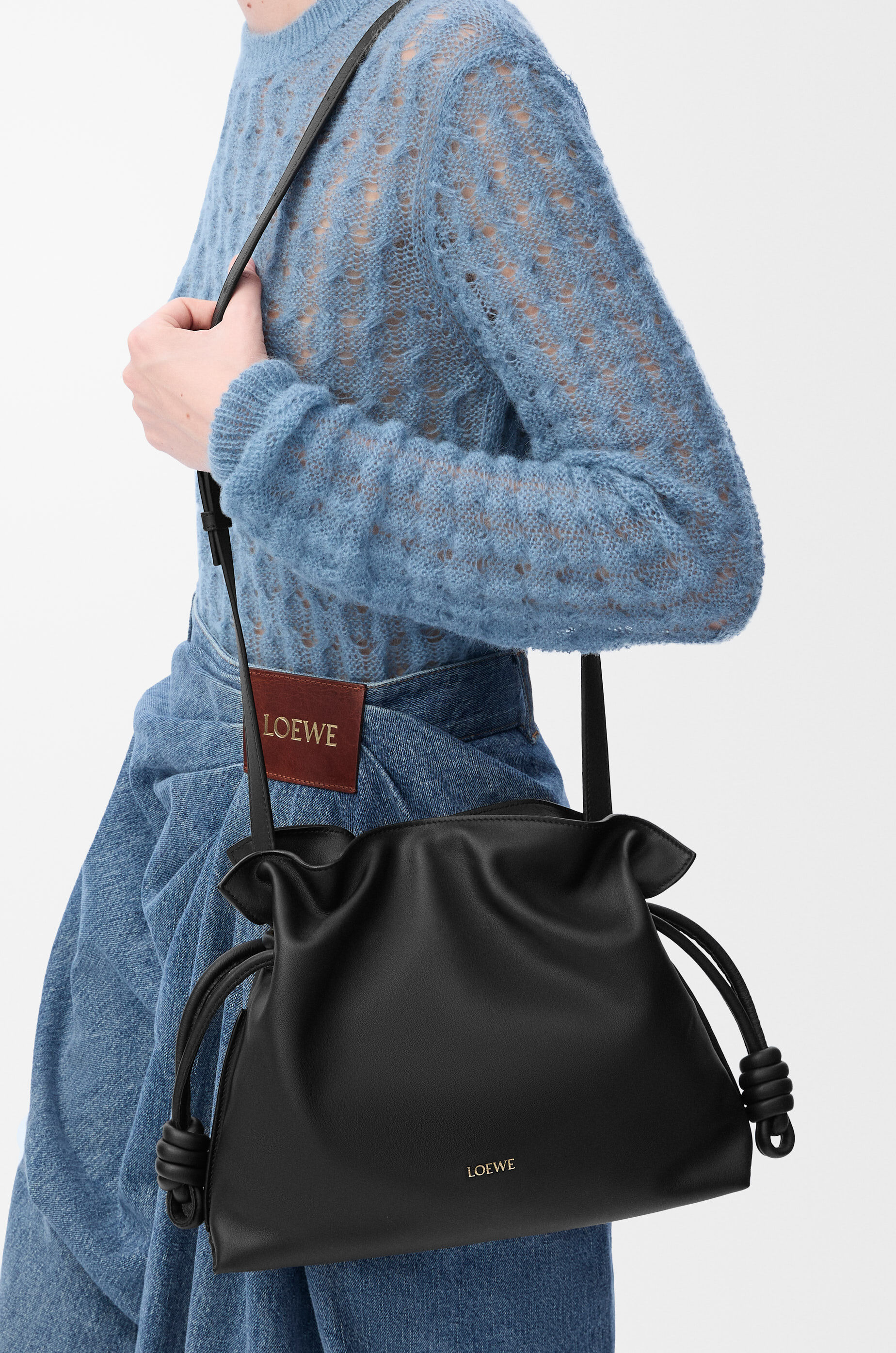 LOEWE Medium Flamenco clutch in nappa calfskin Black