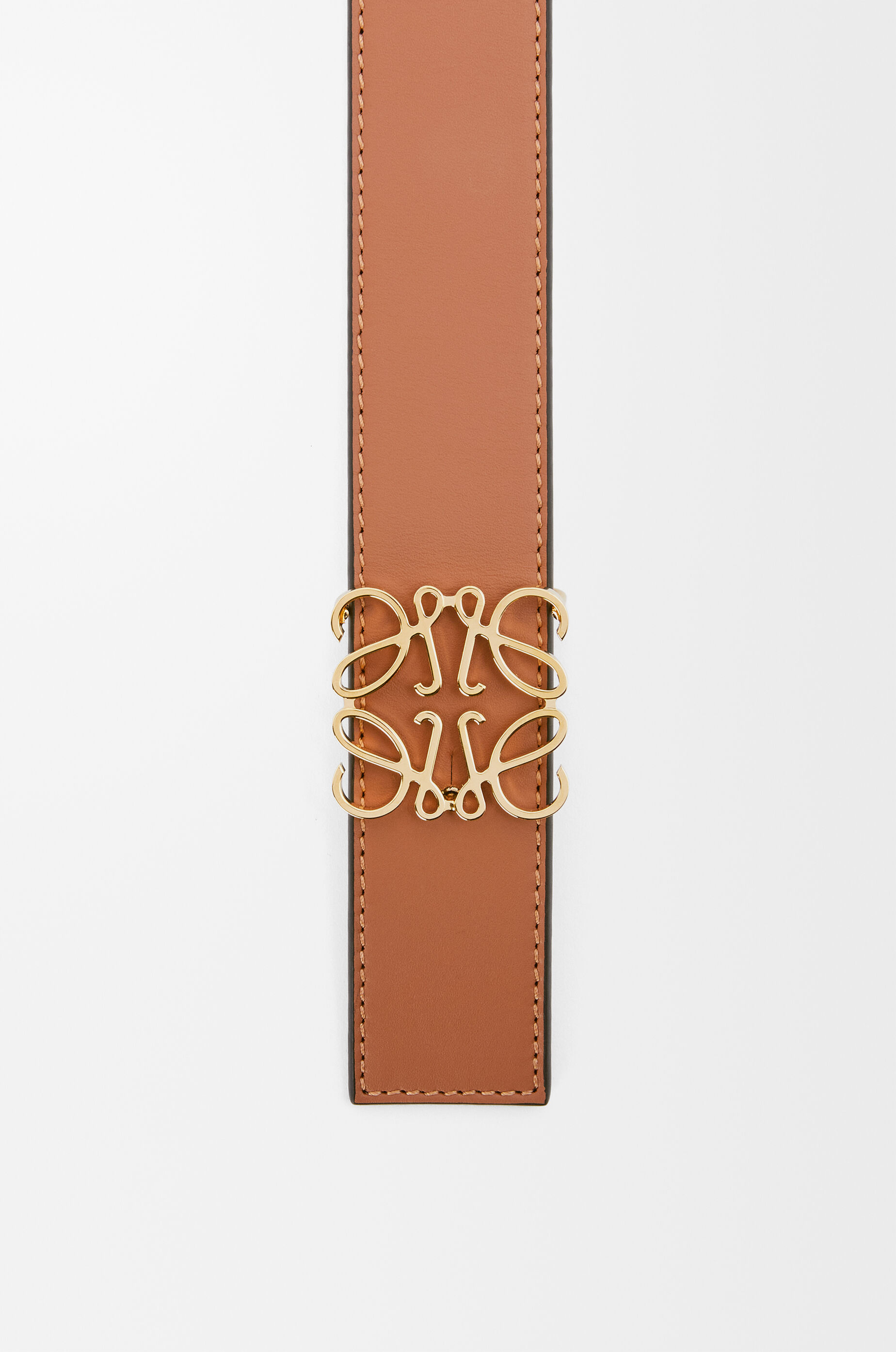 LOEWE Reversible Anagram belt in smooth calfskin Tan/Black/Gold