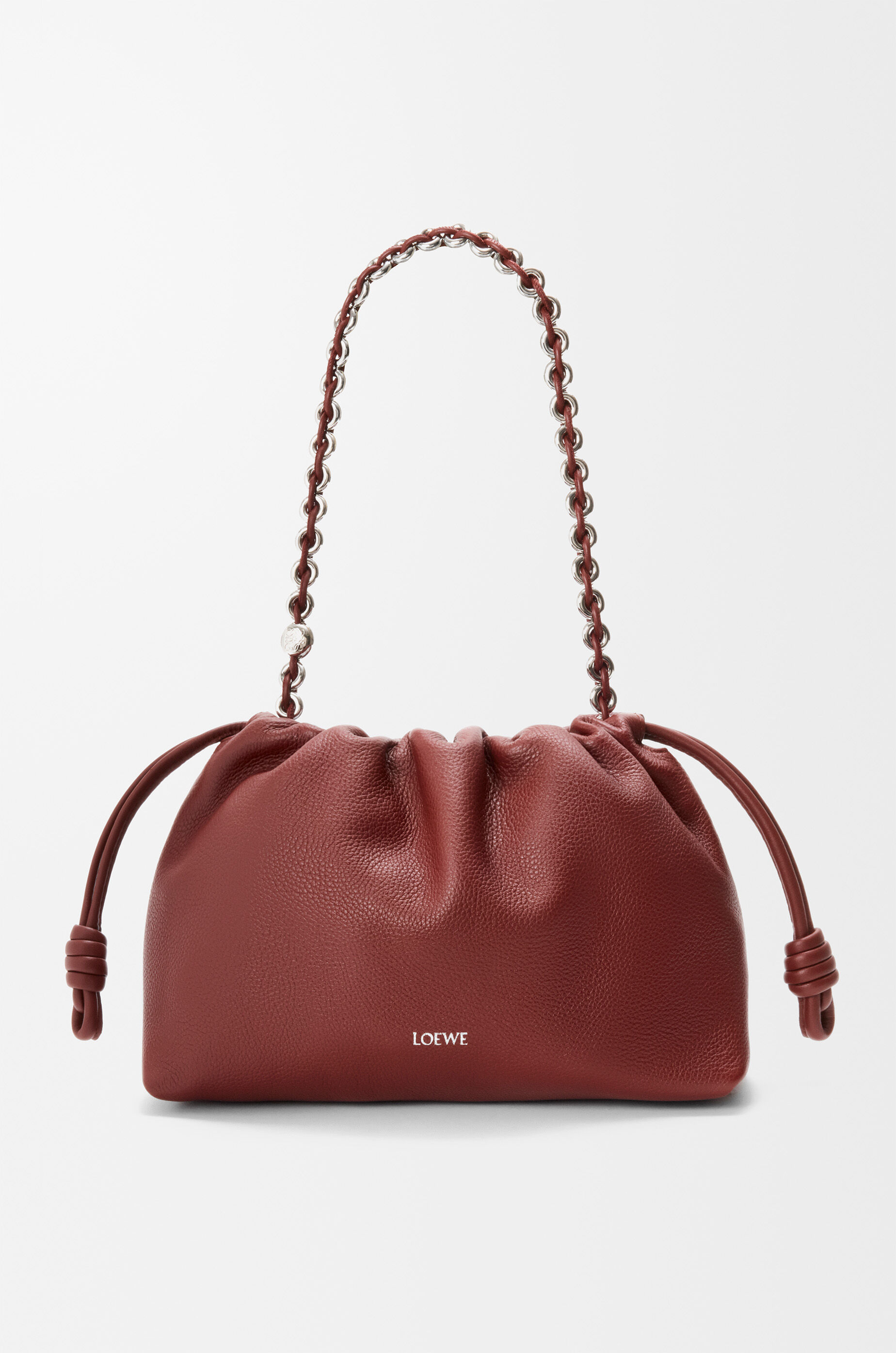 LOEWE Medium Flamenco purse in fine grained calfskin Mahogany
