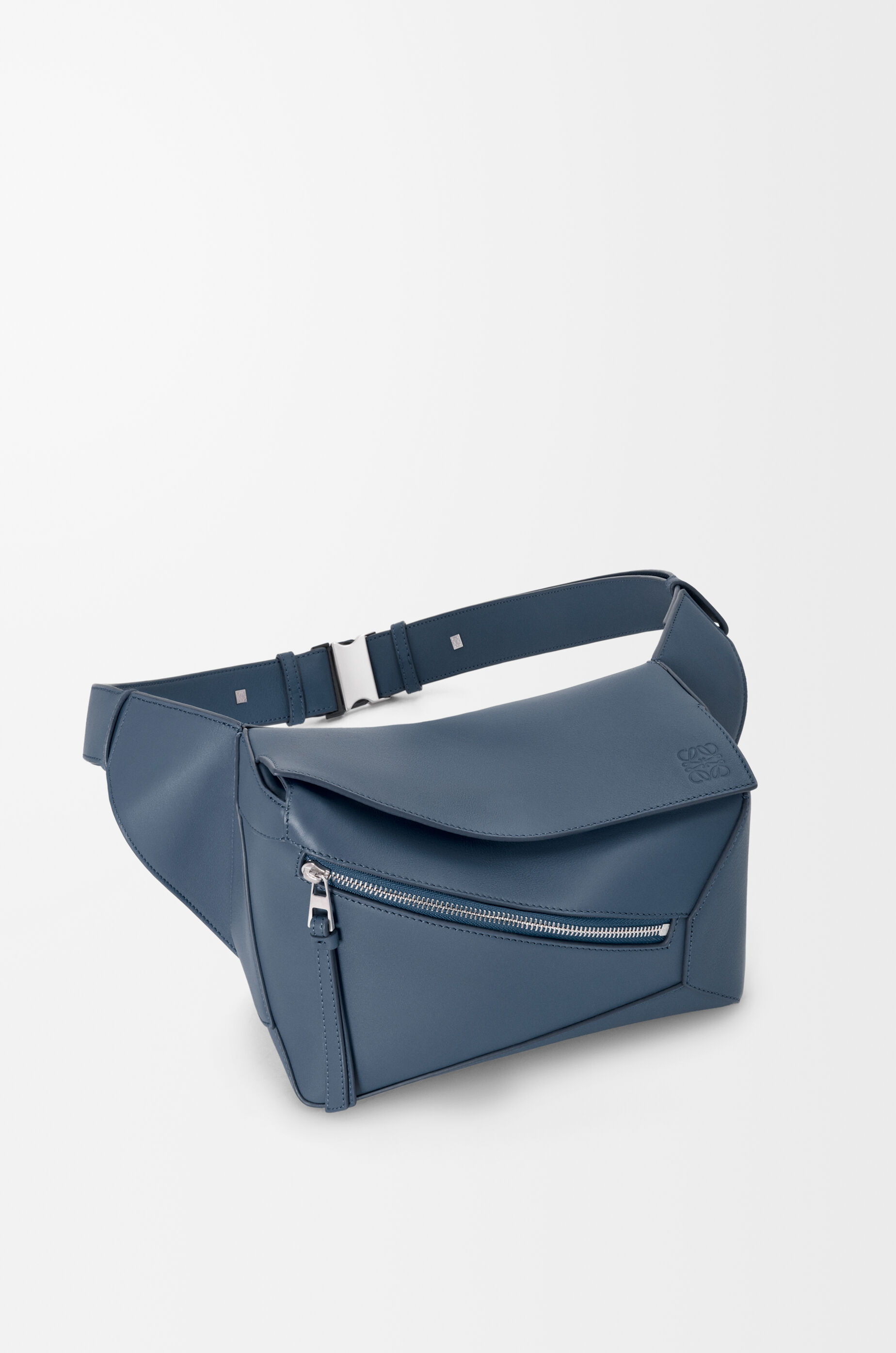 LOEWE Small Puzzle Edge bumbag in classic calfskin Indigo Dye