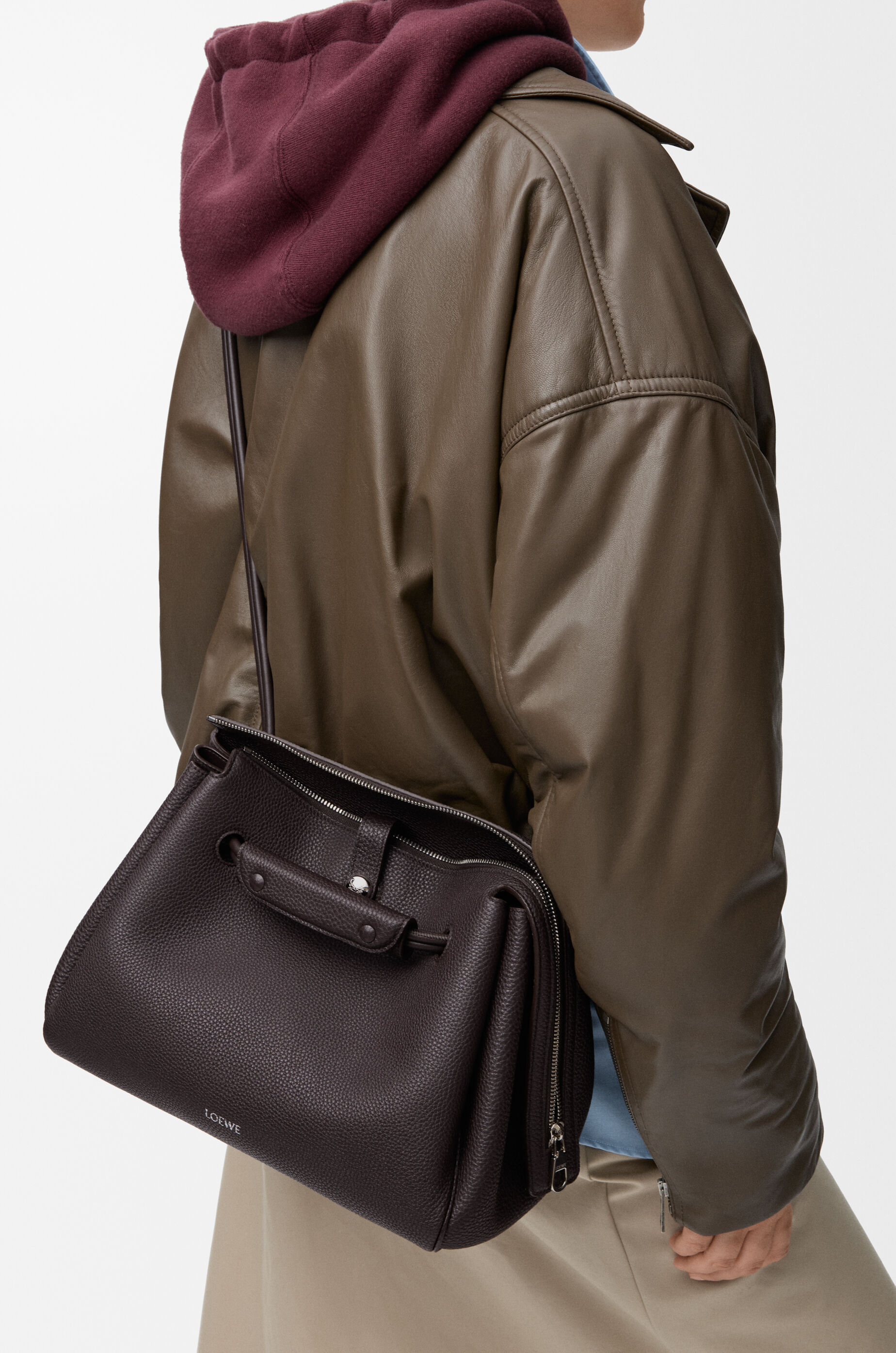 LOEWE Medium Madrid bag in supple grained calfskin Dark Ebony